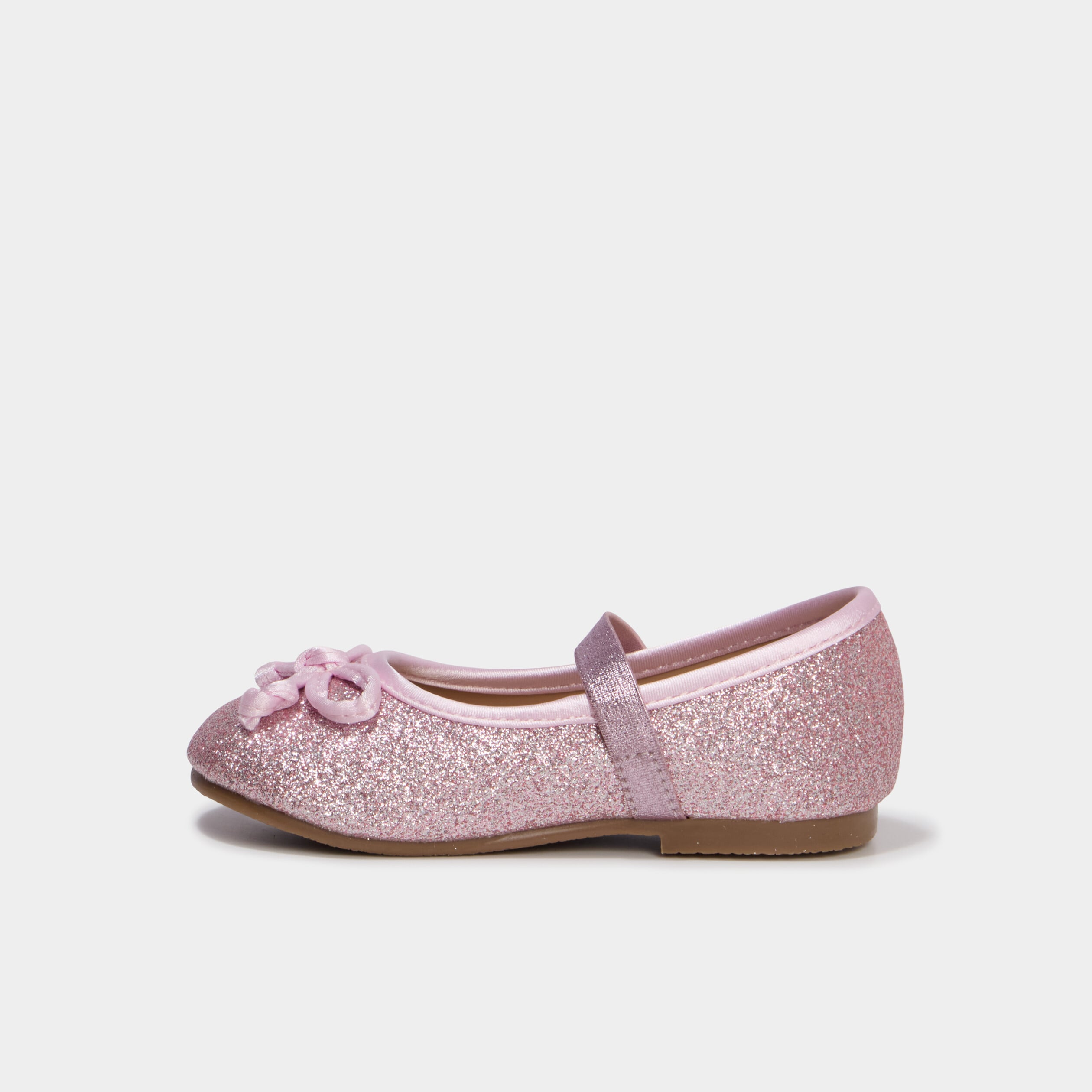 Ballerines &agrave; paillettes et noeuds rose b&eacute;b&eacute; fille