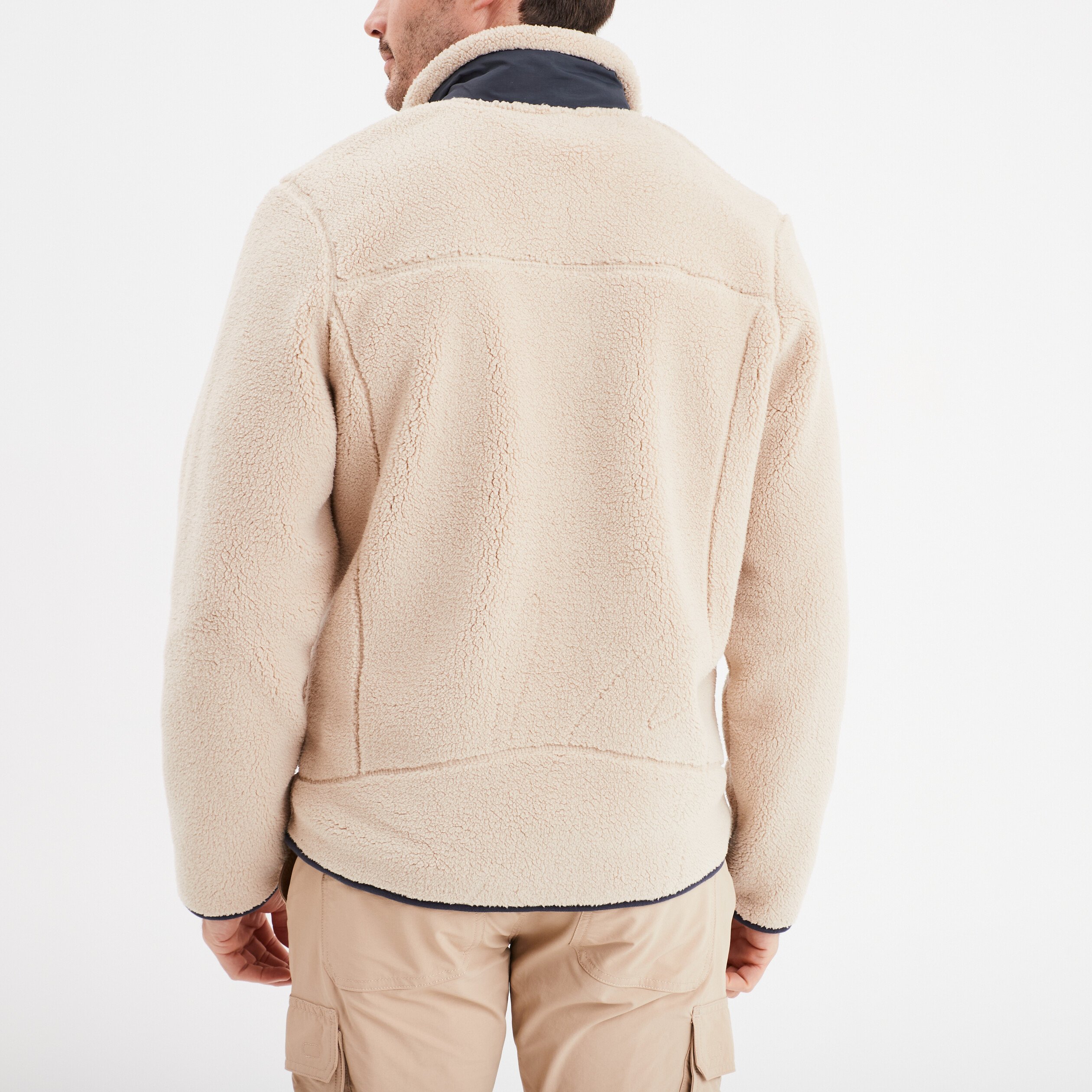 gilet effet sherpa zippe beige homme Gilet effet sherpa zippé beige homme