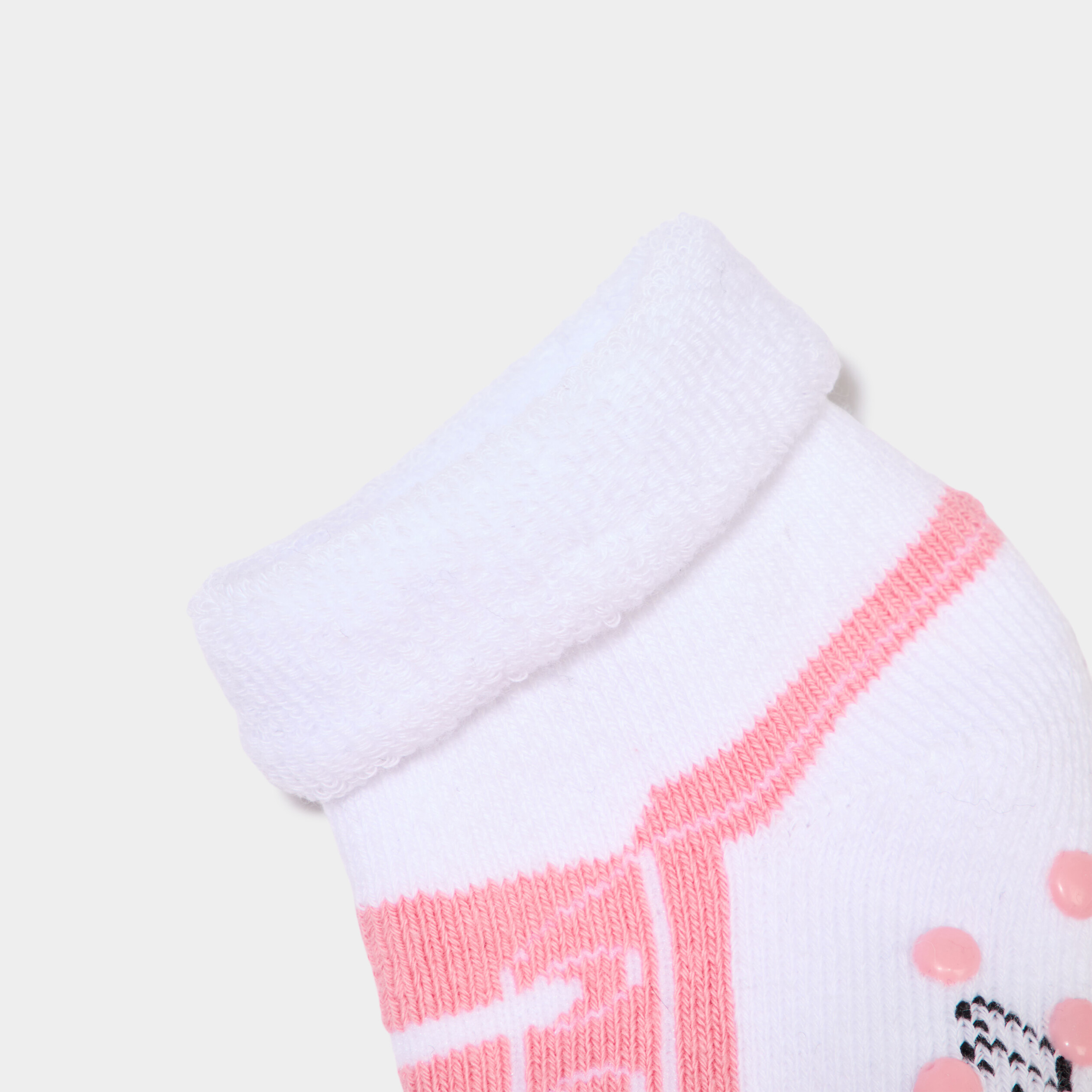 Chaussettes bottons coton majoritaire rose b&eacute;b&eacute; fille