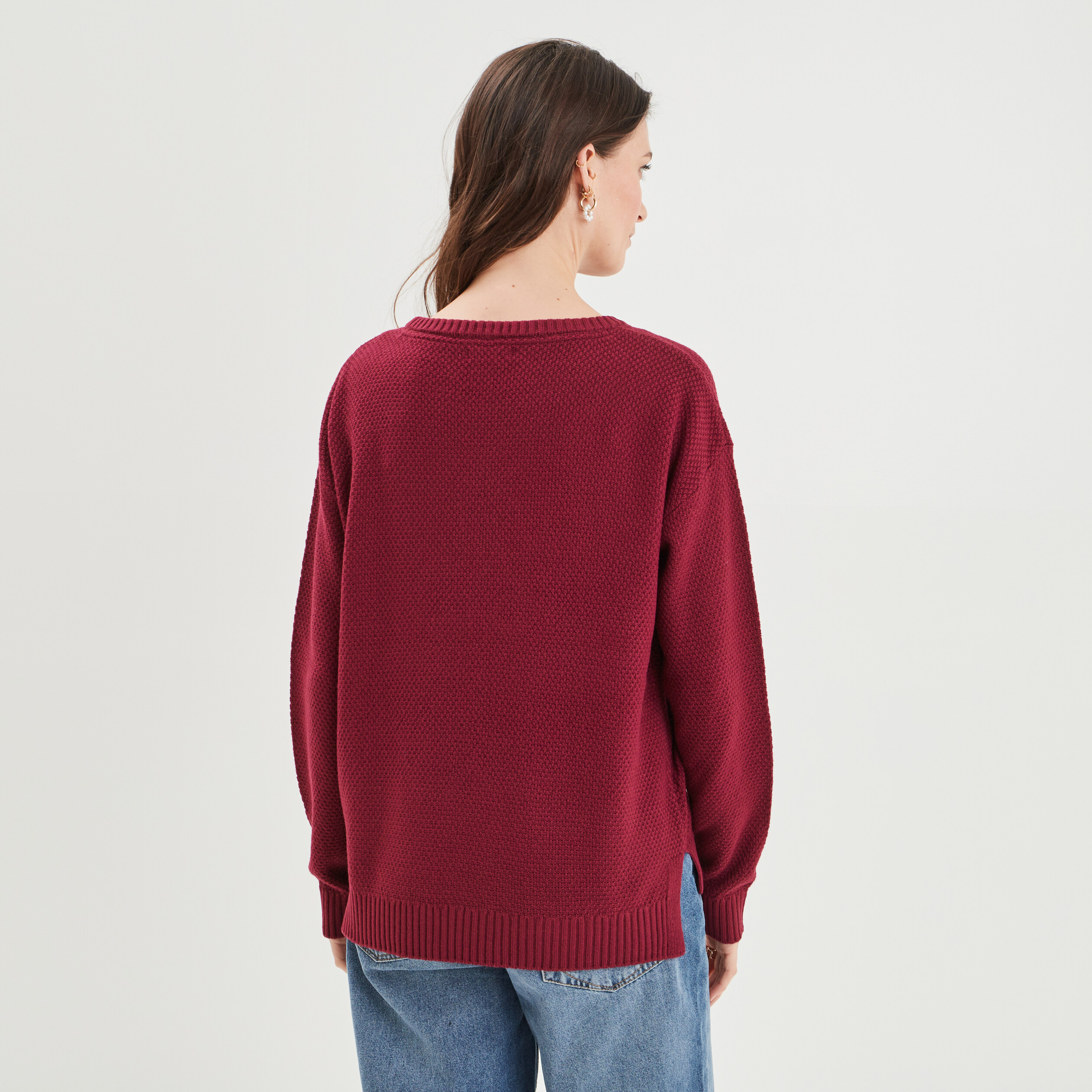 pull col rond bordeaux femme Pull col rond bordeaux femme