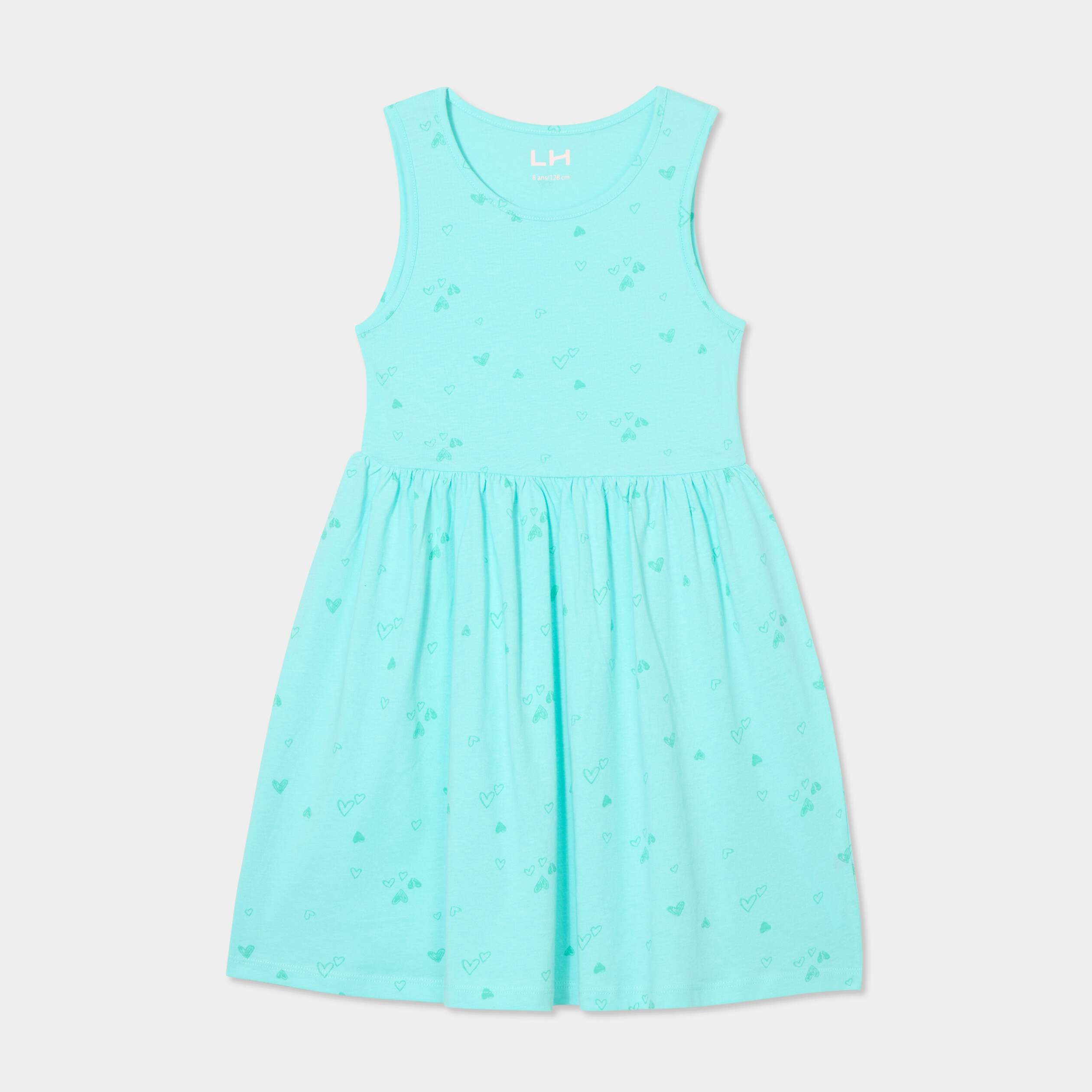 Robe patineuse sans manches coton bleu clair fille