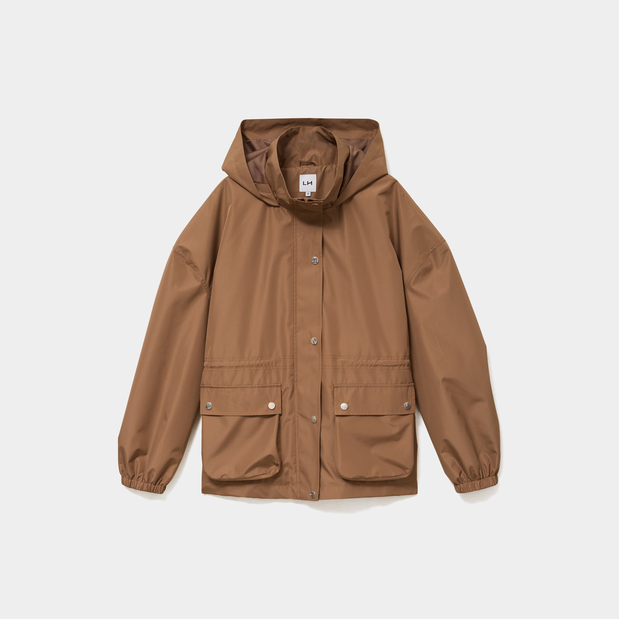 Parka &agrave; capuche taille &agrave; coulisse taupe femme