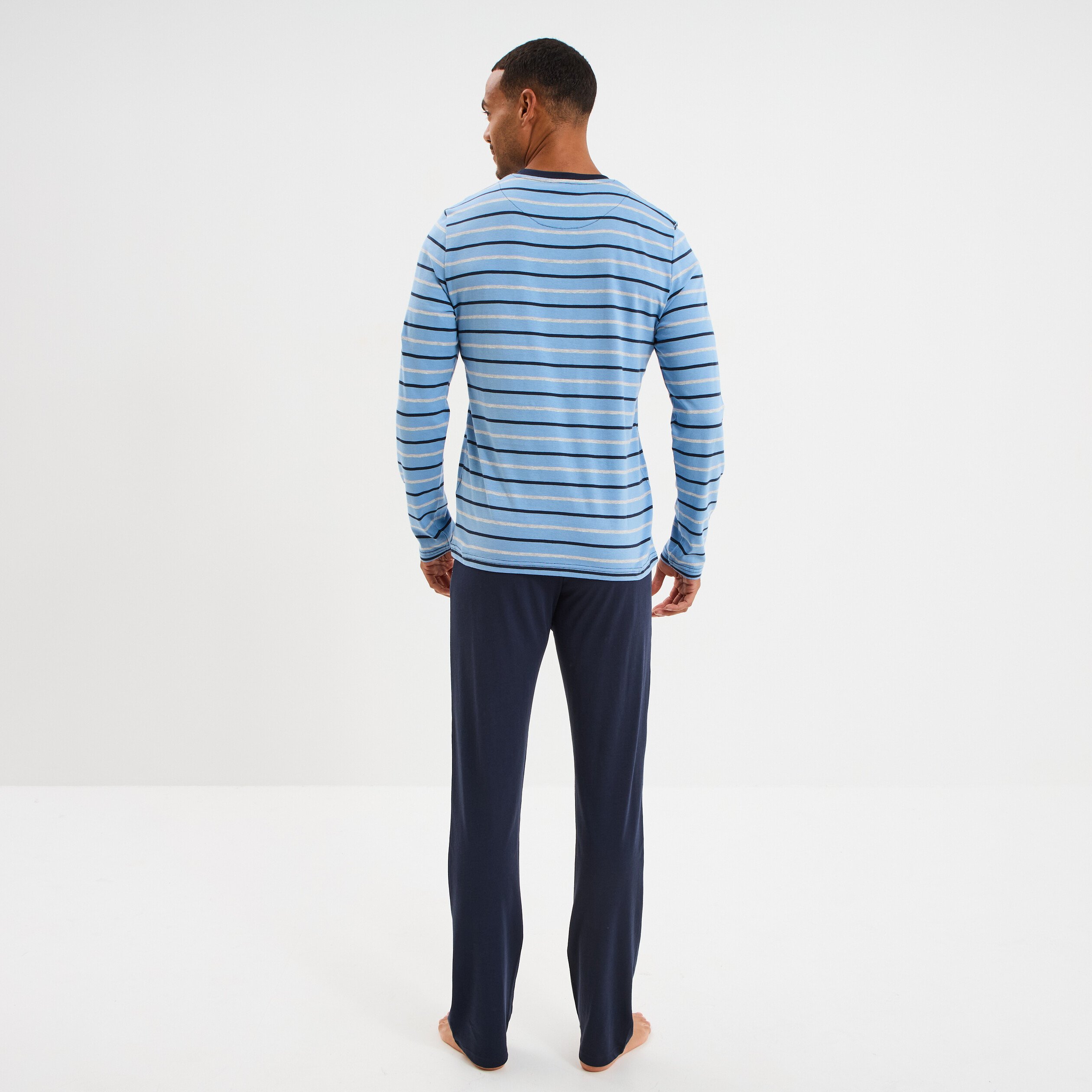 ensemble pyjama 2 pieces coton bleu marine homme Ensemble pyjama 2 pièces coton bleu marine homme