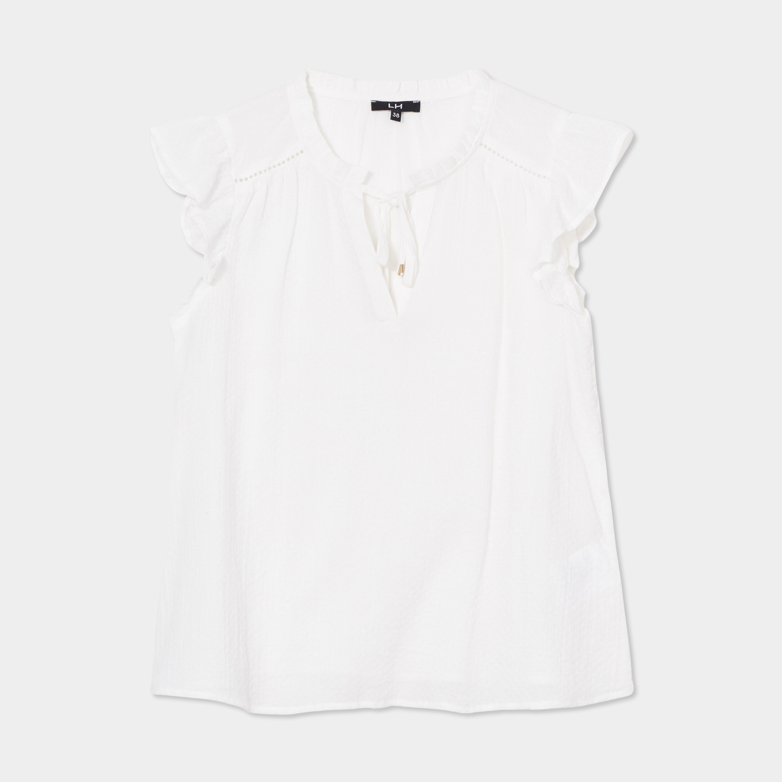 Haut Femme B Vertigo - Manches Courtes 1/4 Zippé - Blanc, Taille 6 - Occasion