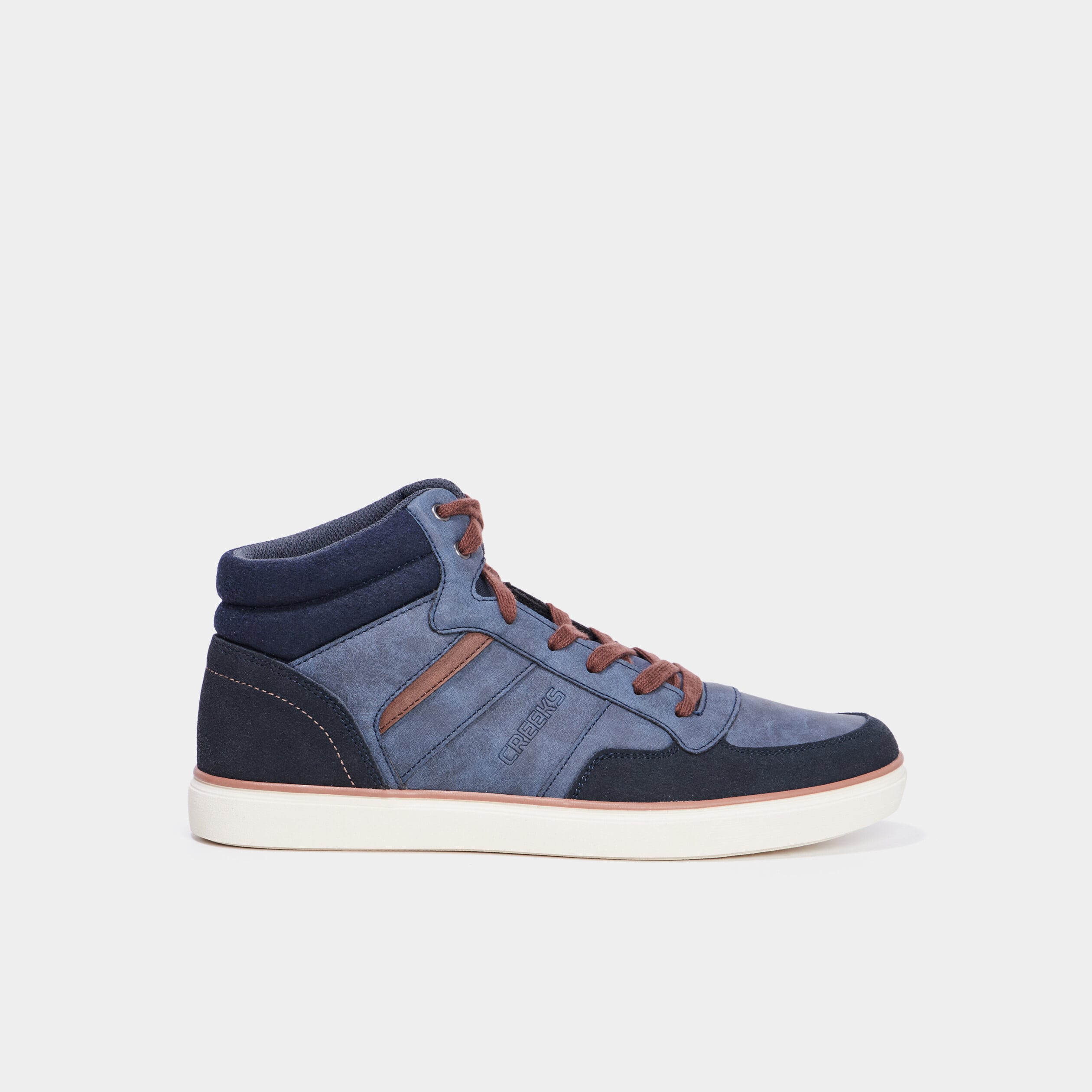 Baskets montantes &agrave; lacets bleu homme