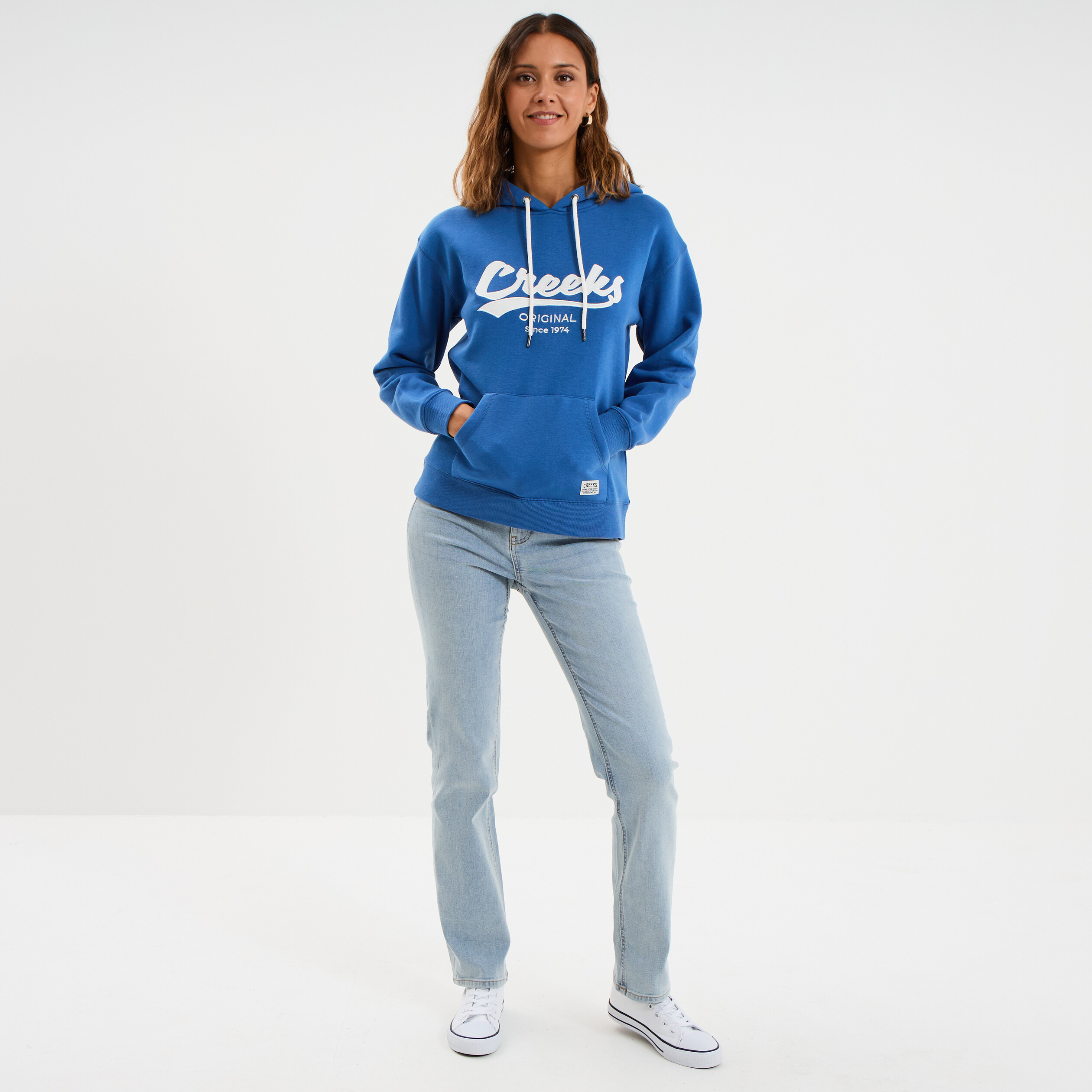Sweat &agrave; capuche hoodie bleu electrique femme