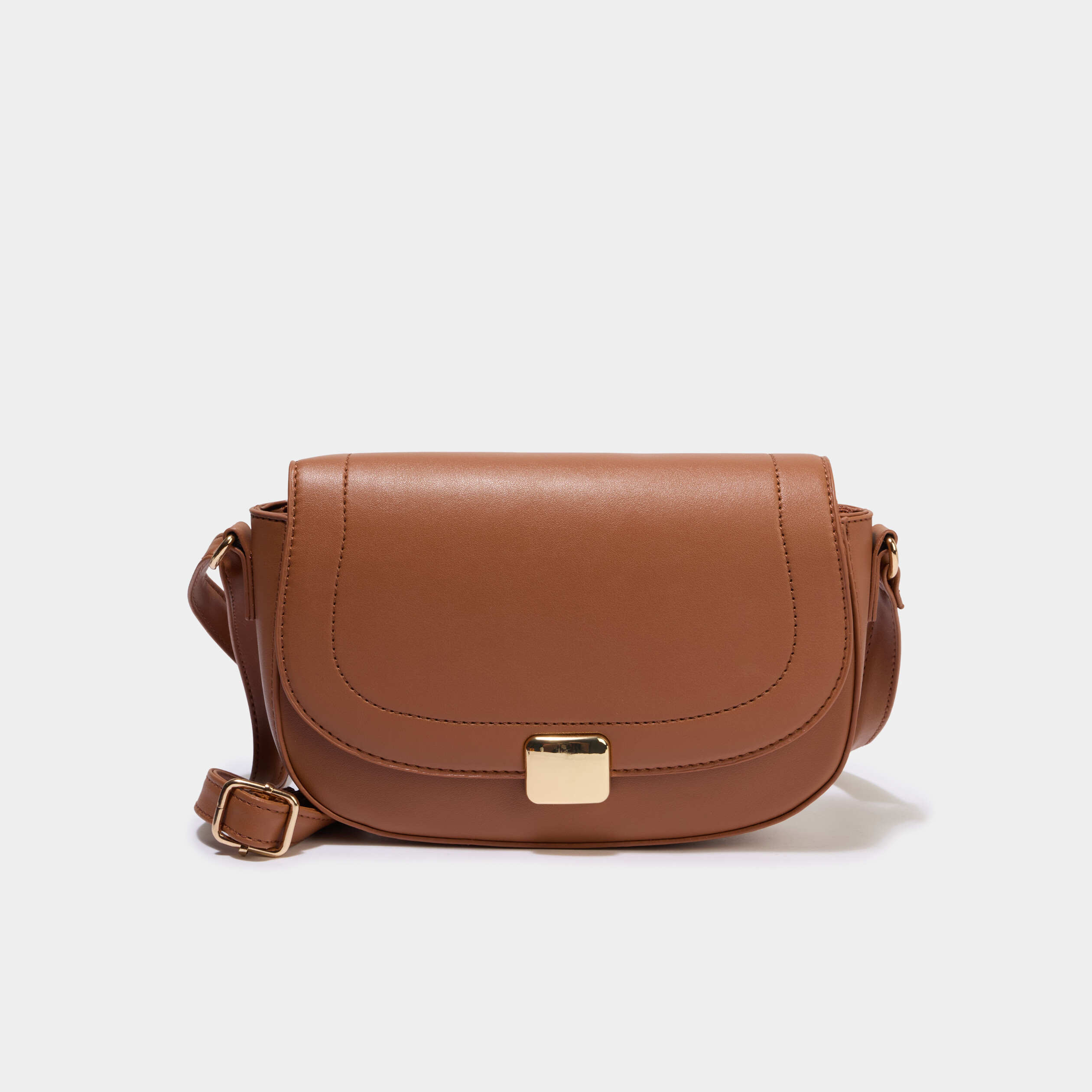 Sac besace en bandouli&egrave;re marron cognac femme
