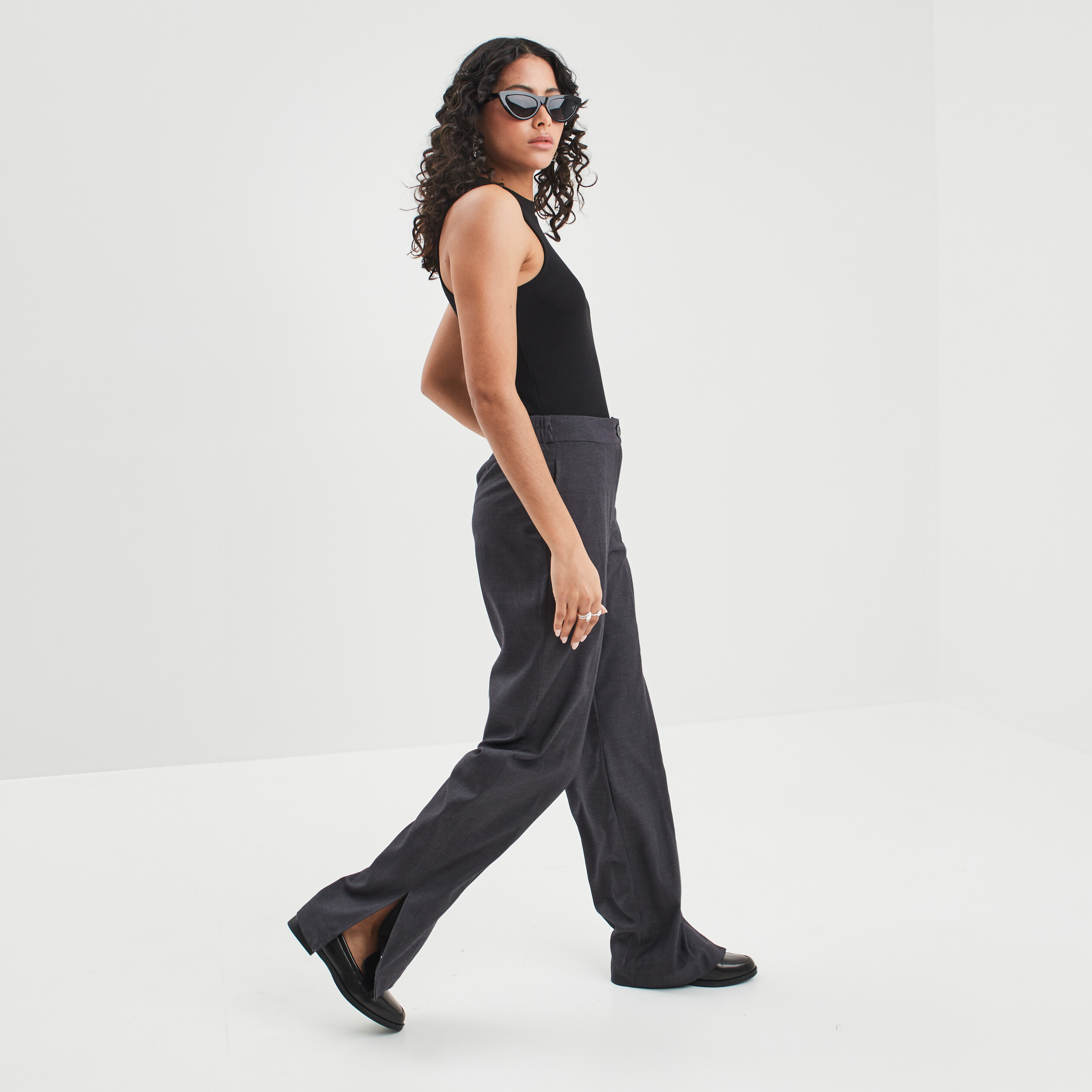 Pantalon wide leg taille haute clearance