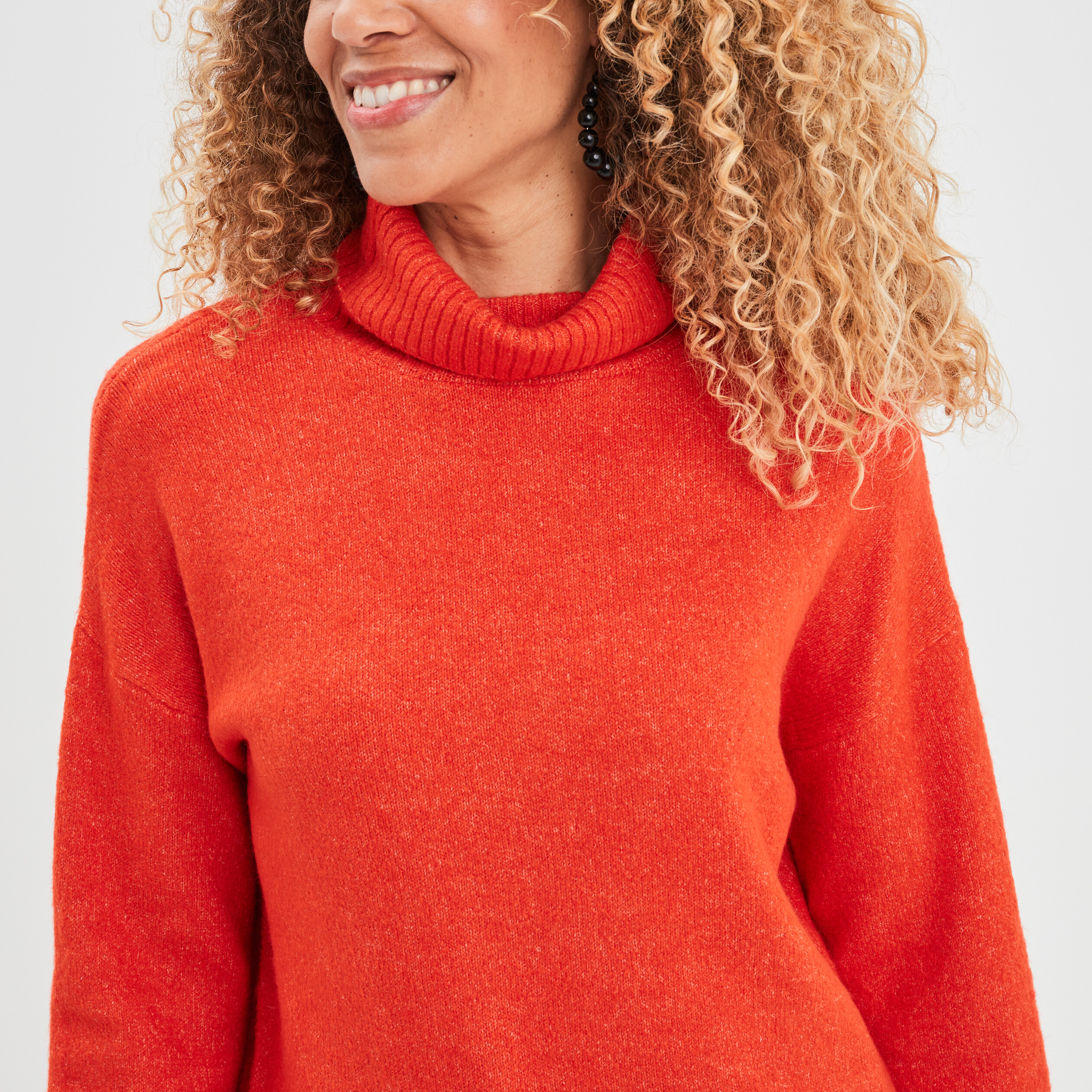 Pull col hotsell roulé orange femme