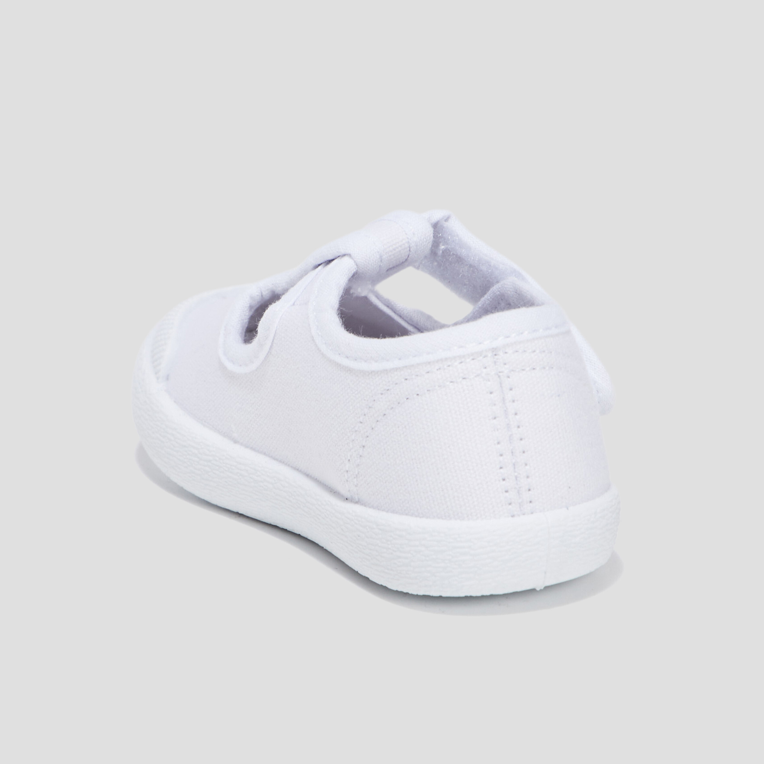 Salom&eacute; en toile avec semelle souple blanc b&eacute;b&eacute; fille