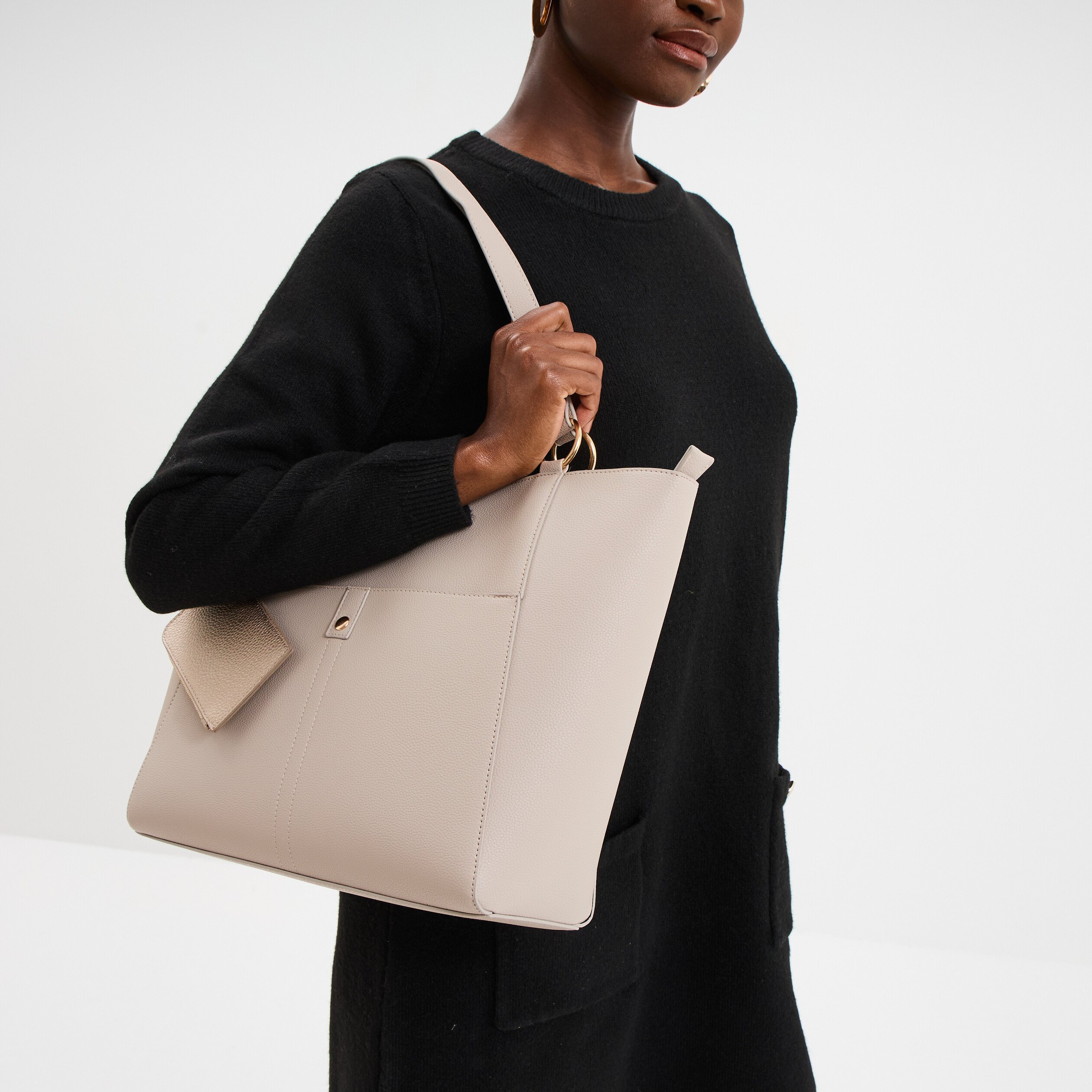 sac cabas avec porte cartes ivoire femme Sac cabas avec porte-cartes ivoire femme
