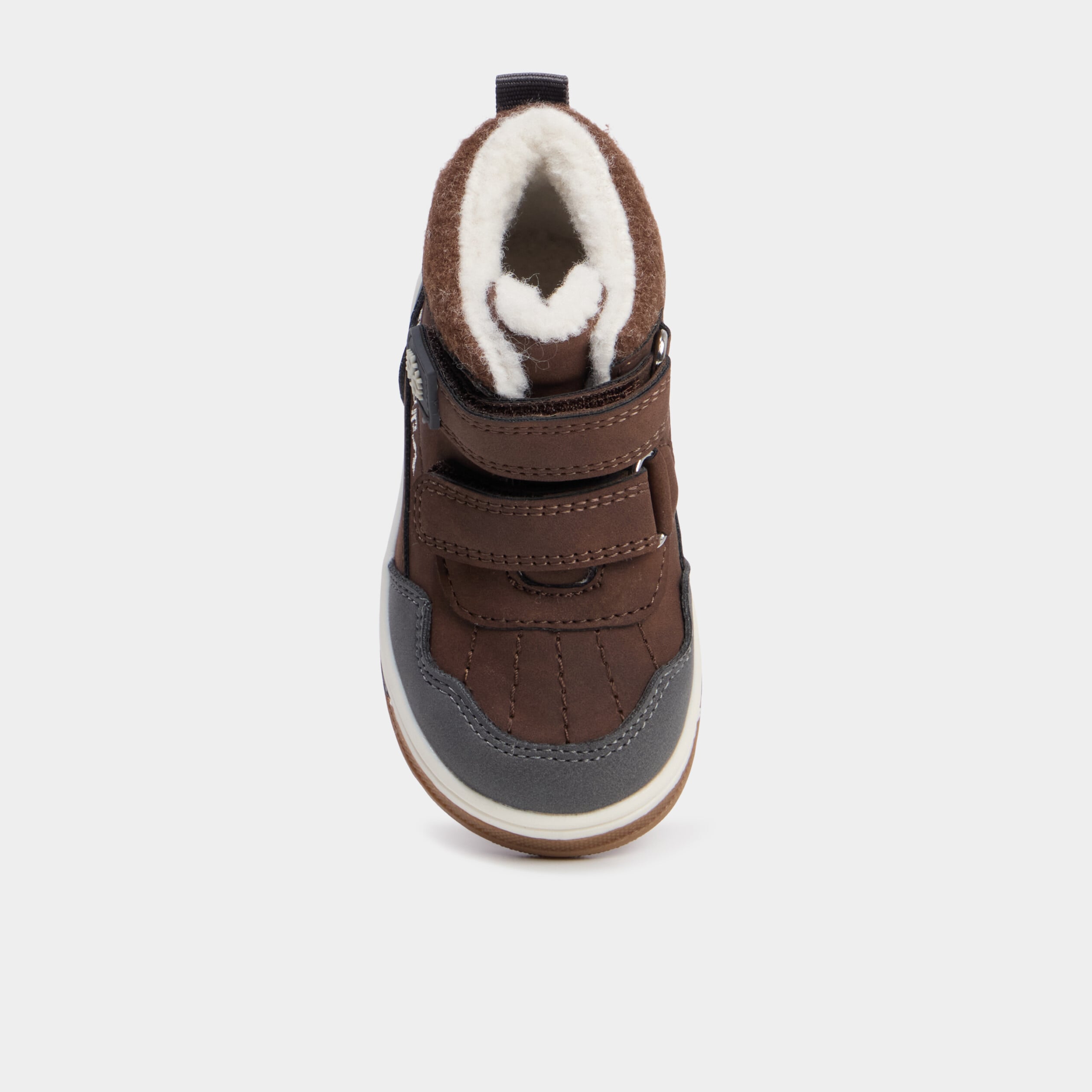 Bottines fourr&eacute;es bout rond Trappeur marron b&eacute;b&eacute; gar&ccedil;on