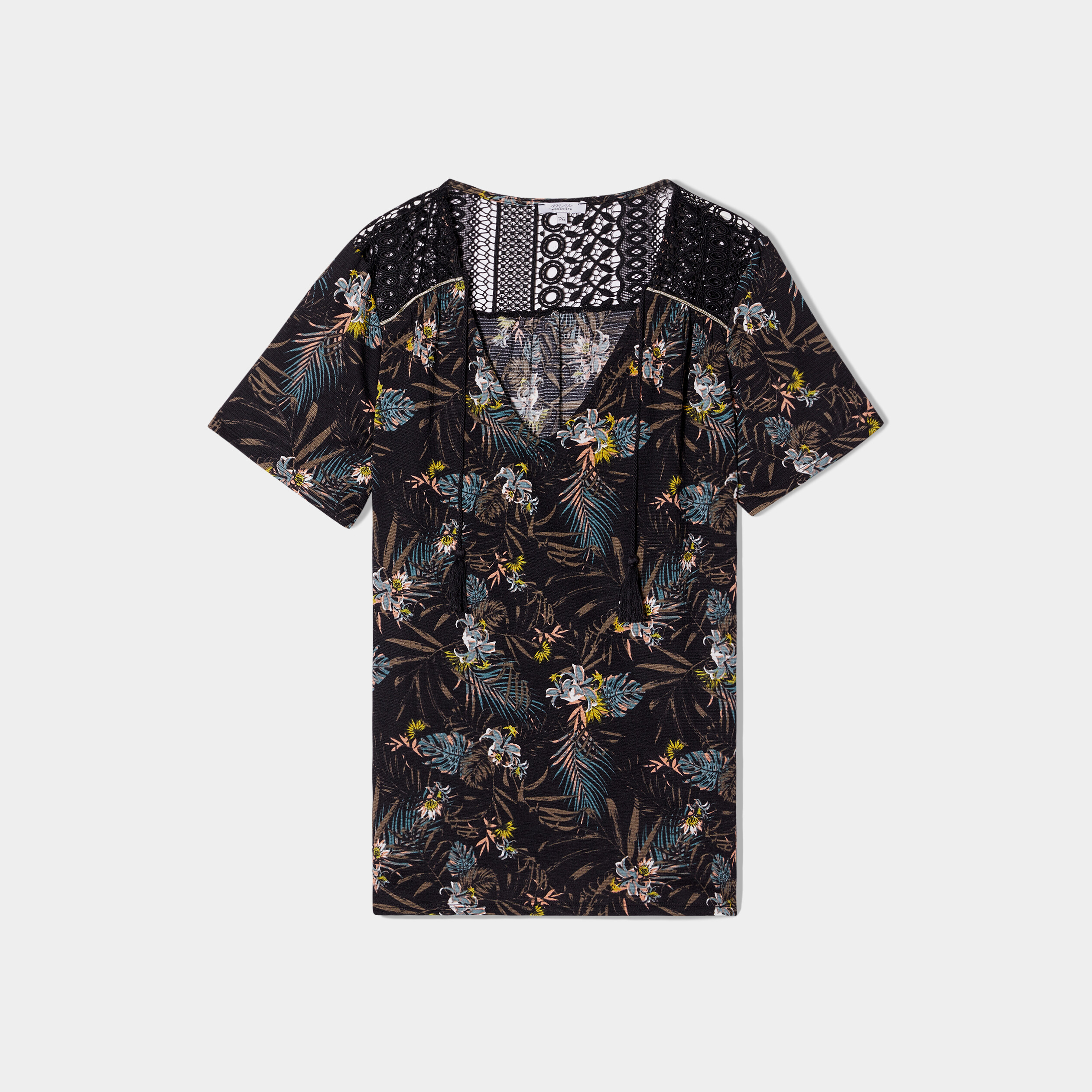 t shirt avec cordons et dentelle noir femmegt T-shirt avec cordons et dentelle noir femme grande taille