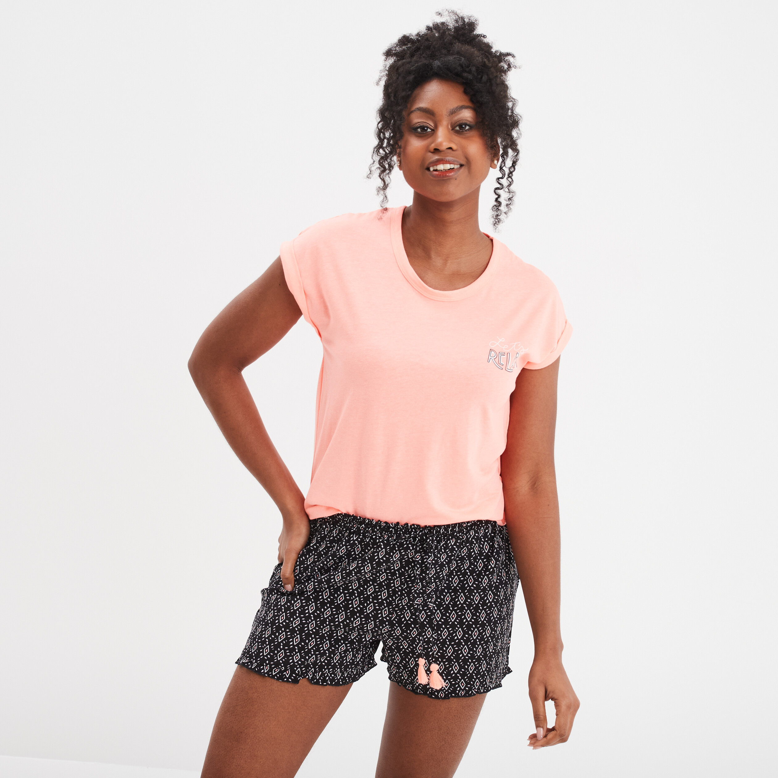 ensemble pyjama short et t shirt noir femme Ensemble pyjama short et t-shirt noir femme
