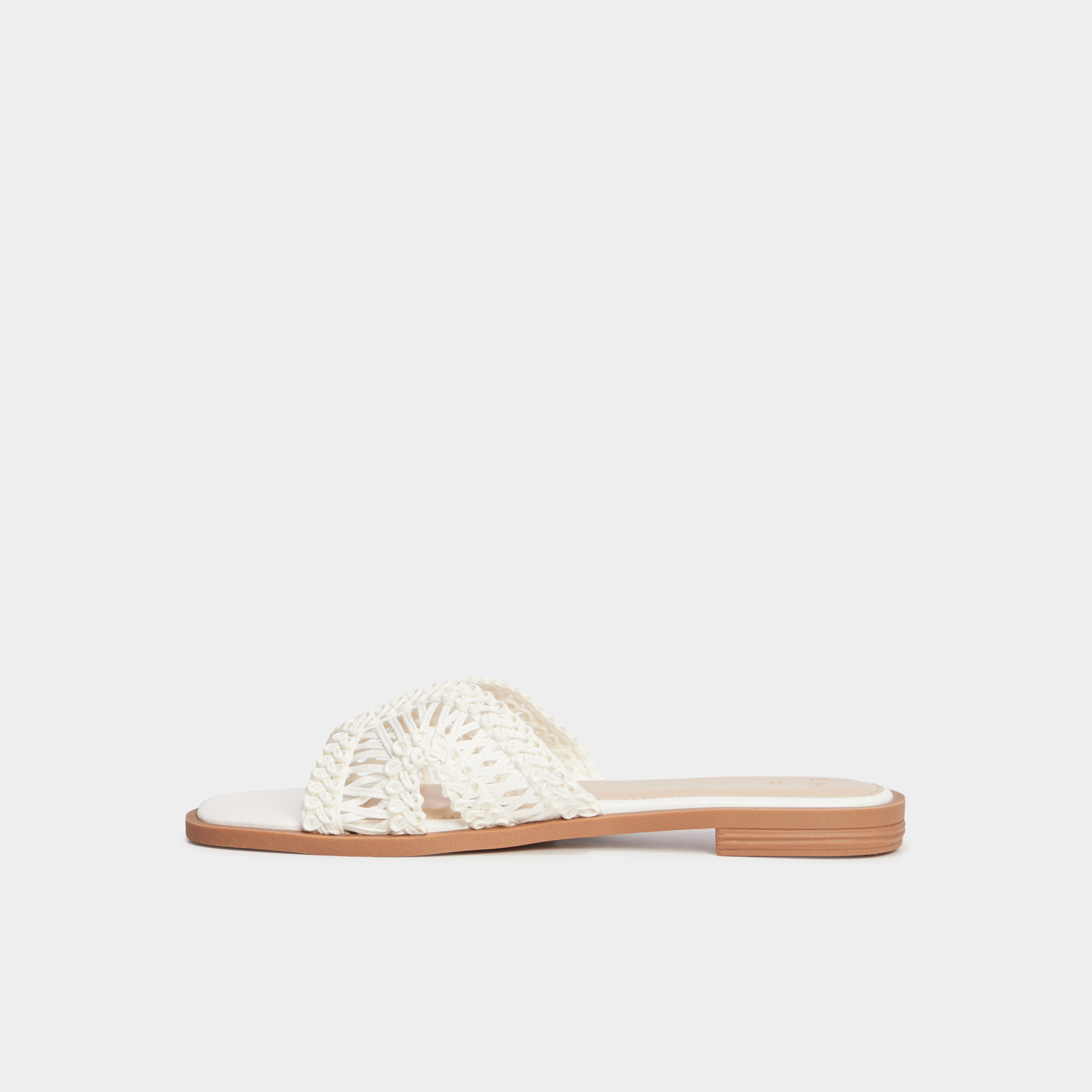 mules effet macrame blanc femme Mules effet macramé blanc femme