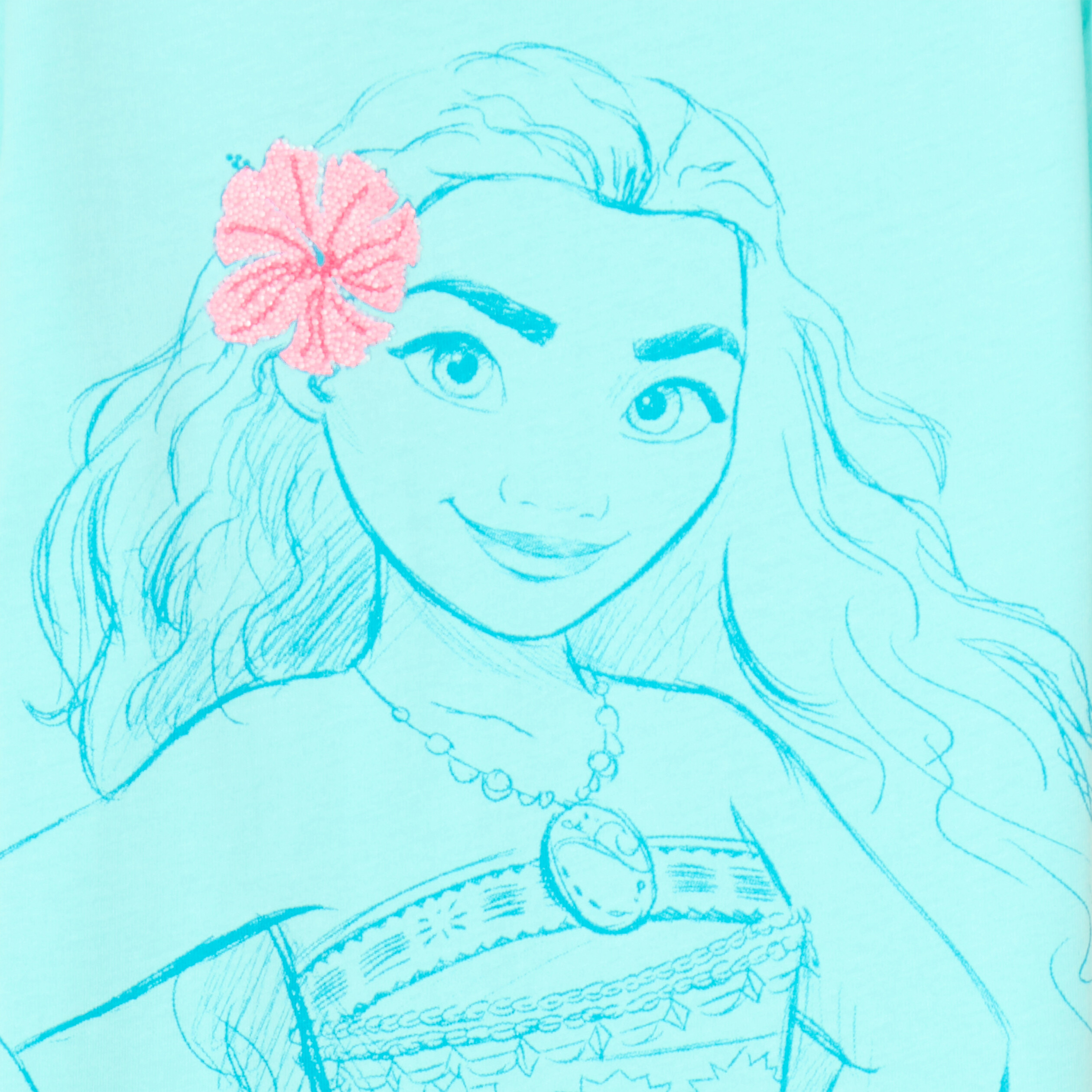 t shirt manches courtes coton vaiana vert turquoise fille T-shirt manches courtes coton Vaiana vert turquoise fille