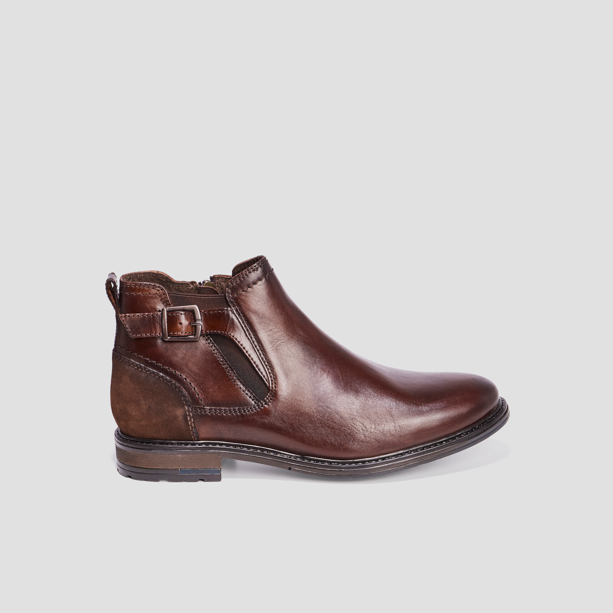Bottines chelsea en cuir zipp&eacute;es marron homme