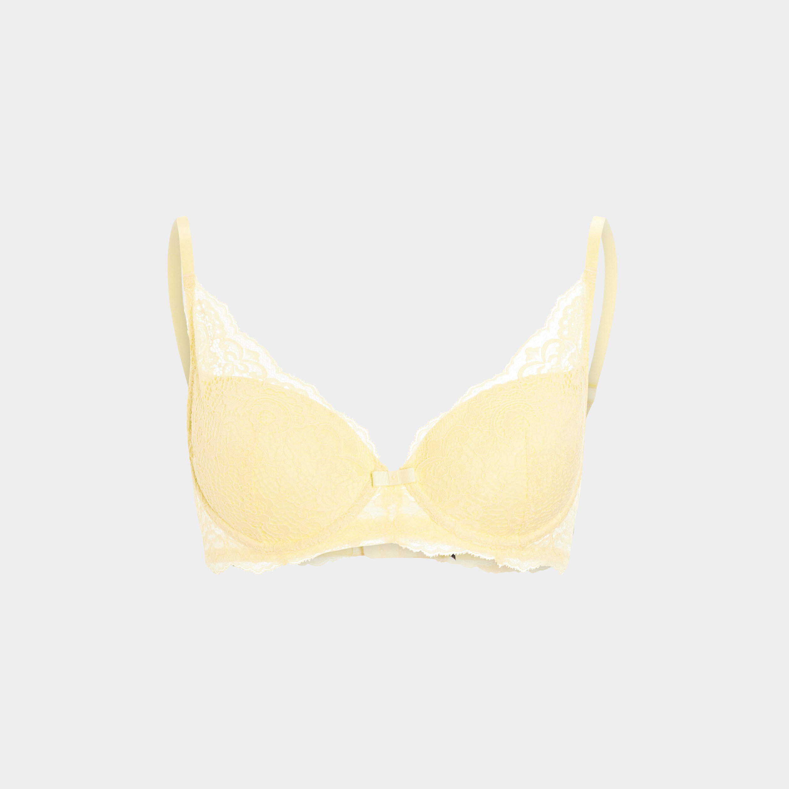 Soutien-gorge foulard en dentelle jaune pastel femme