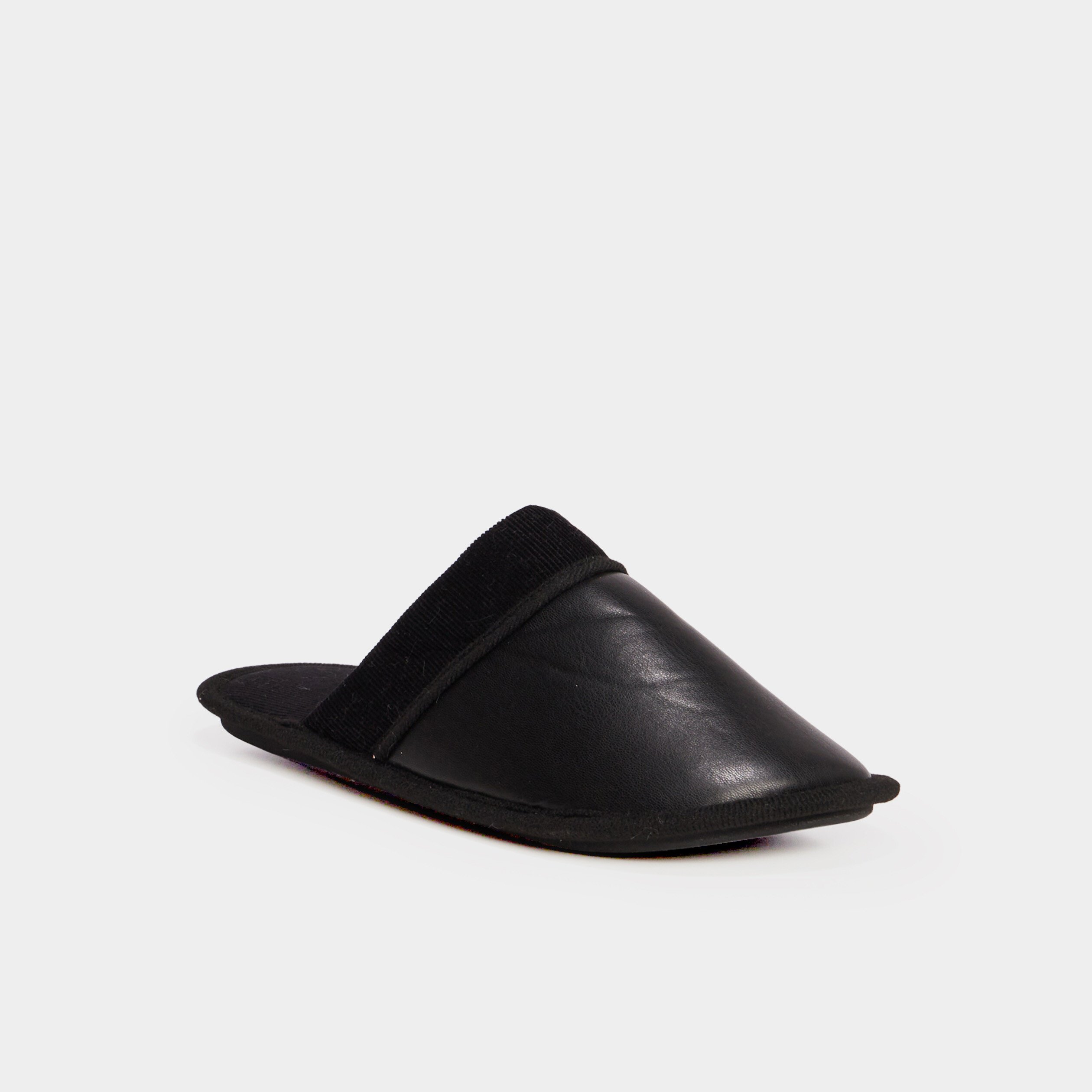 chaussons mules details simili cuir noir homme Chaussons mules détails simili cuir noir homme
