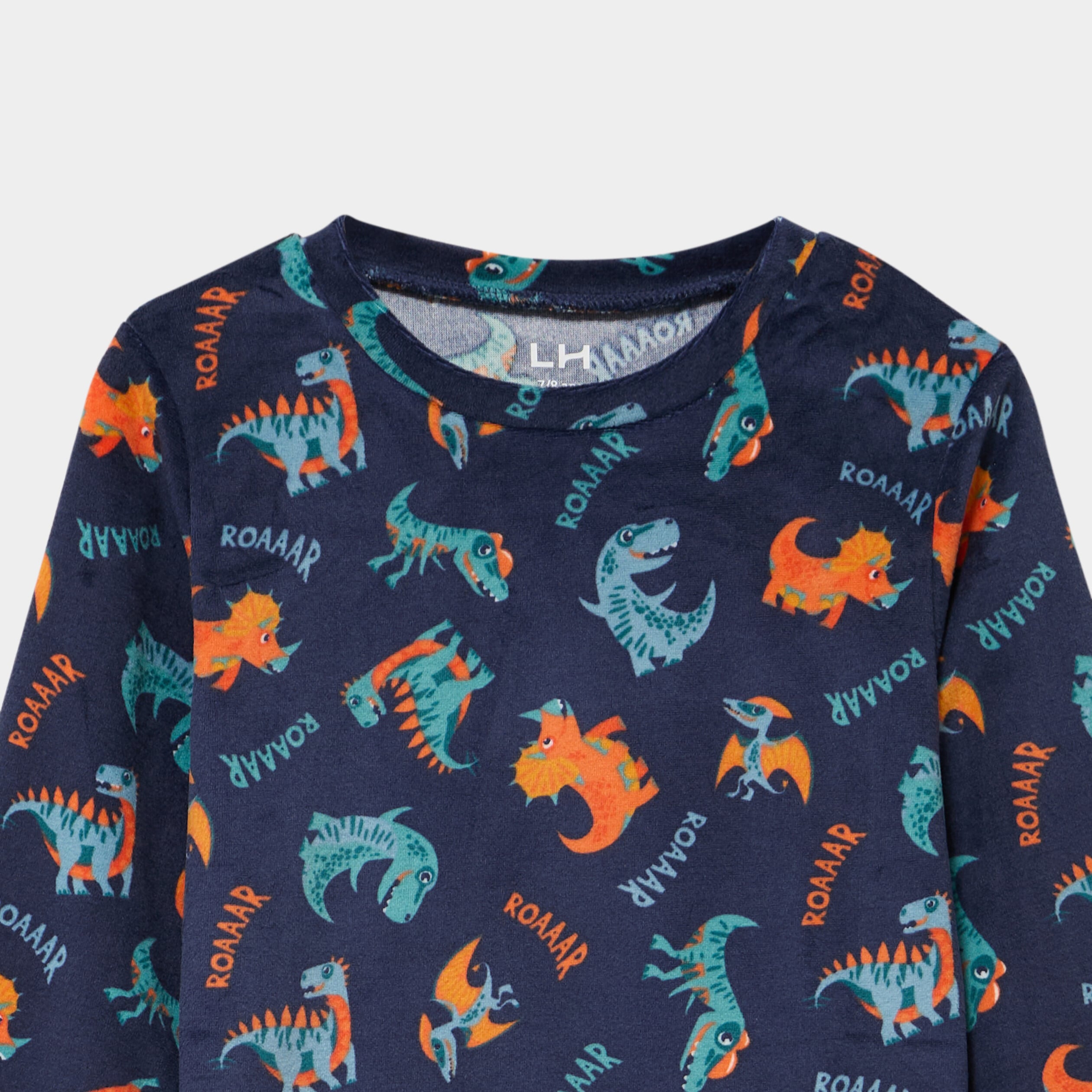 Ensemble pyjama effet velours 2 pi&egrave;ces bleu marine gar&ccedil;on
