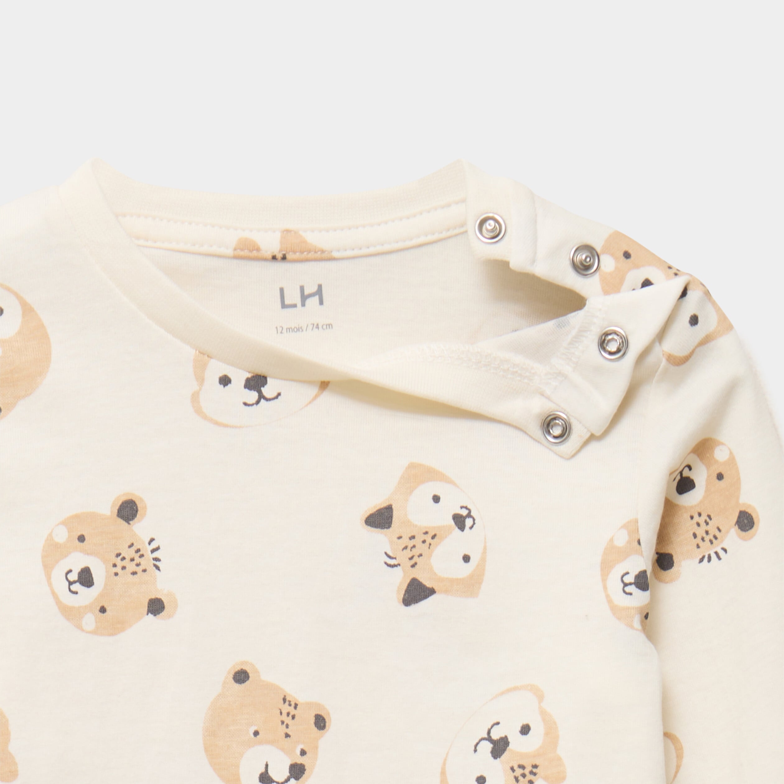 T-shirt manches longues coton ecru b&eacute;b&eacute; gar&ccedil;on