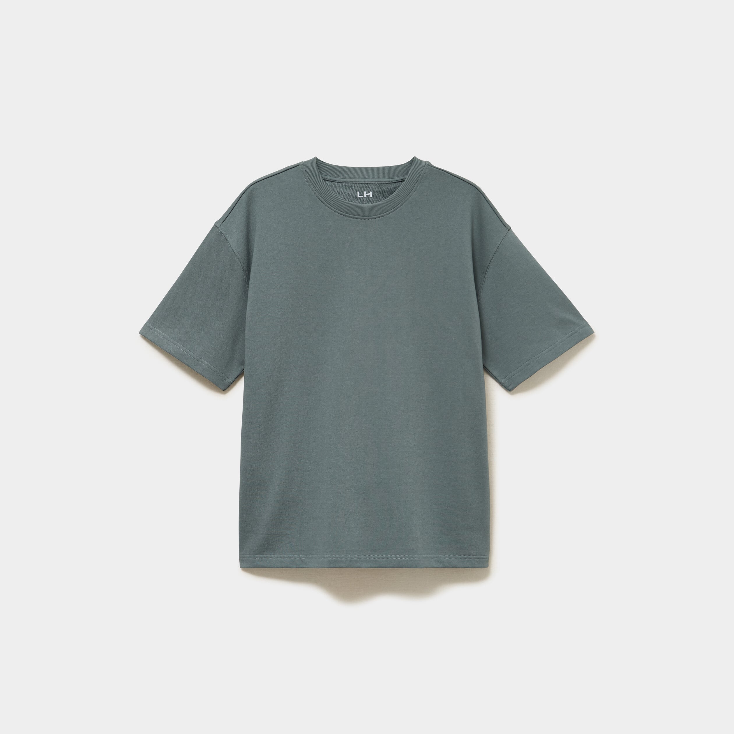 T-shirt col rond droit relax fit vert kaki homme