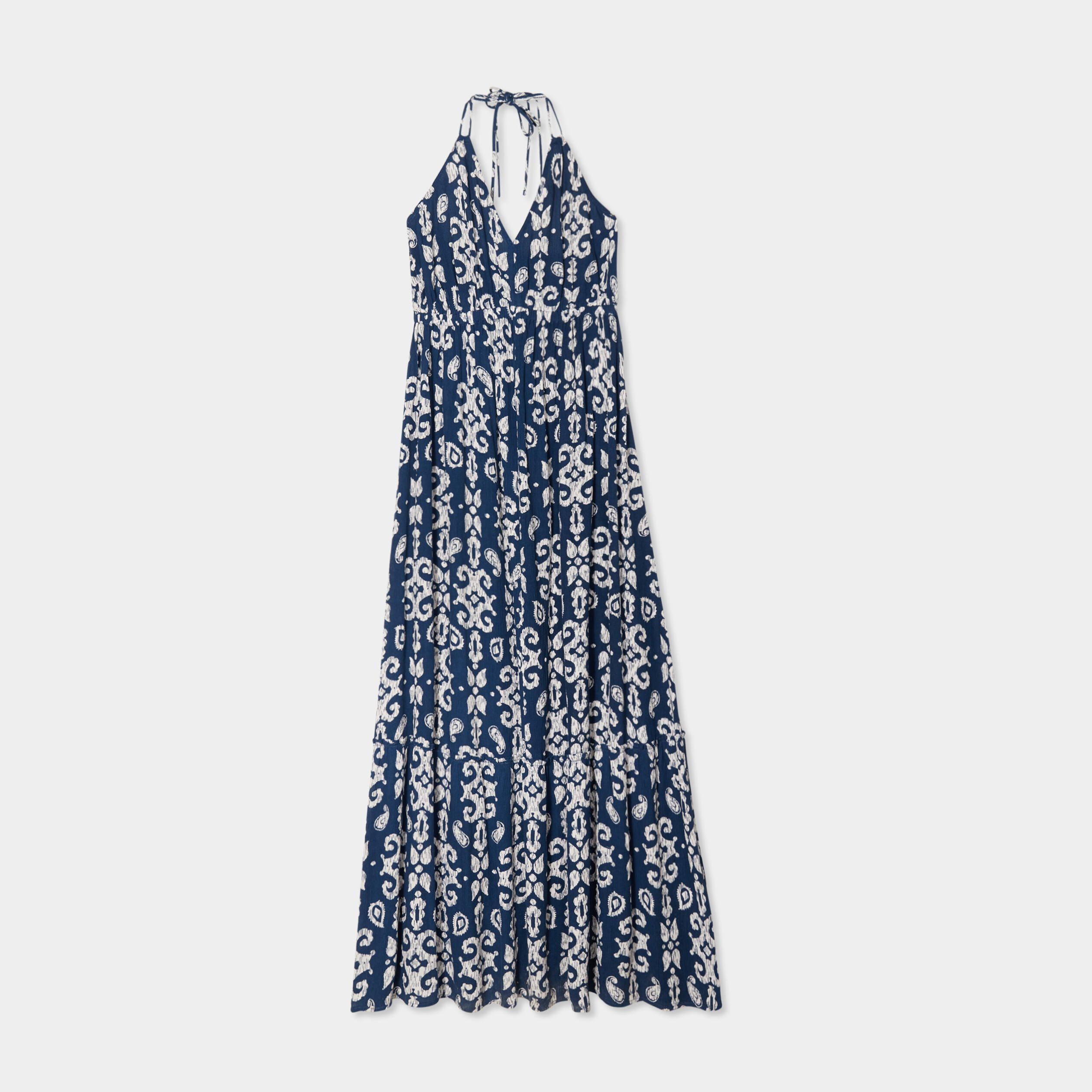 robe longue dos nu bretelles nouees bleu marine femme Robe longue dos nu bretelles nouées bleu marine femme