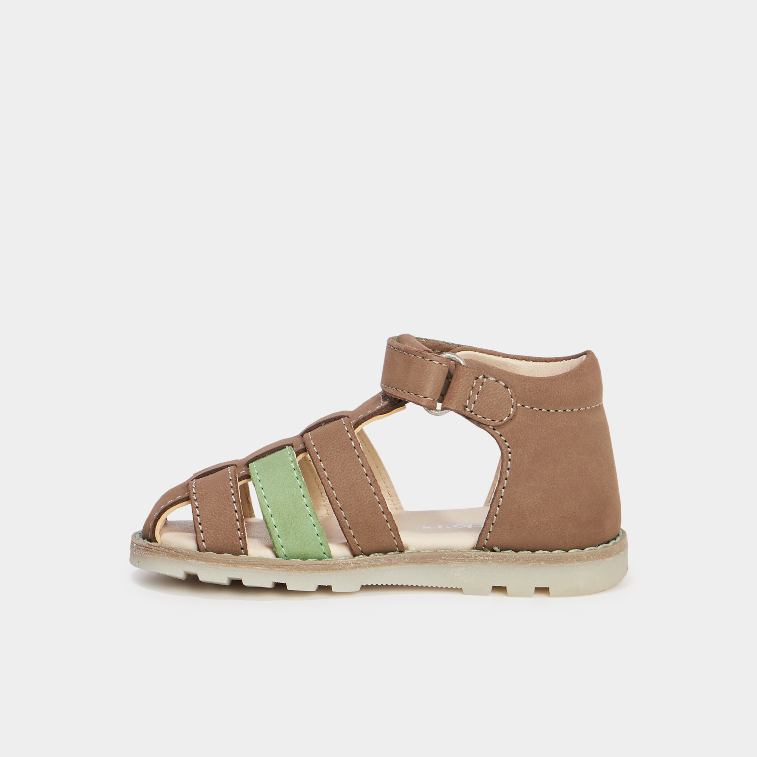 sandales en cuir kickers nonopi vert kaki bebeg Sandales en cuir Kickers Nonopi vert kaki bébé garçon