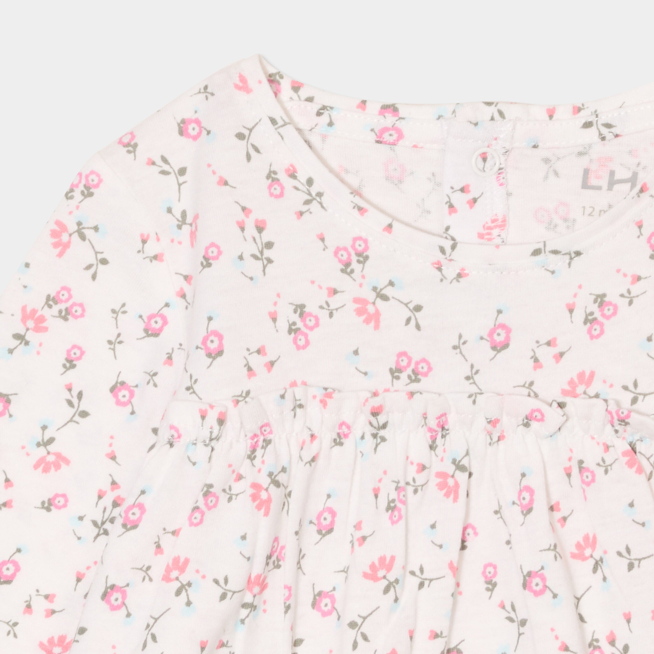 t shirt manches longues col rond coton ecru bebef T-shirt manches longues col rond coton ecru bébé fille