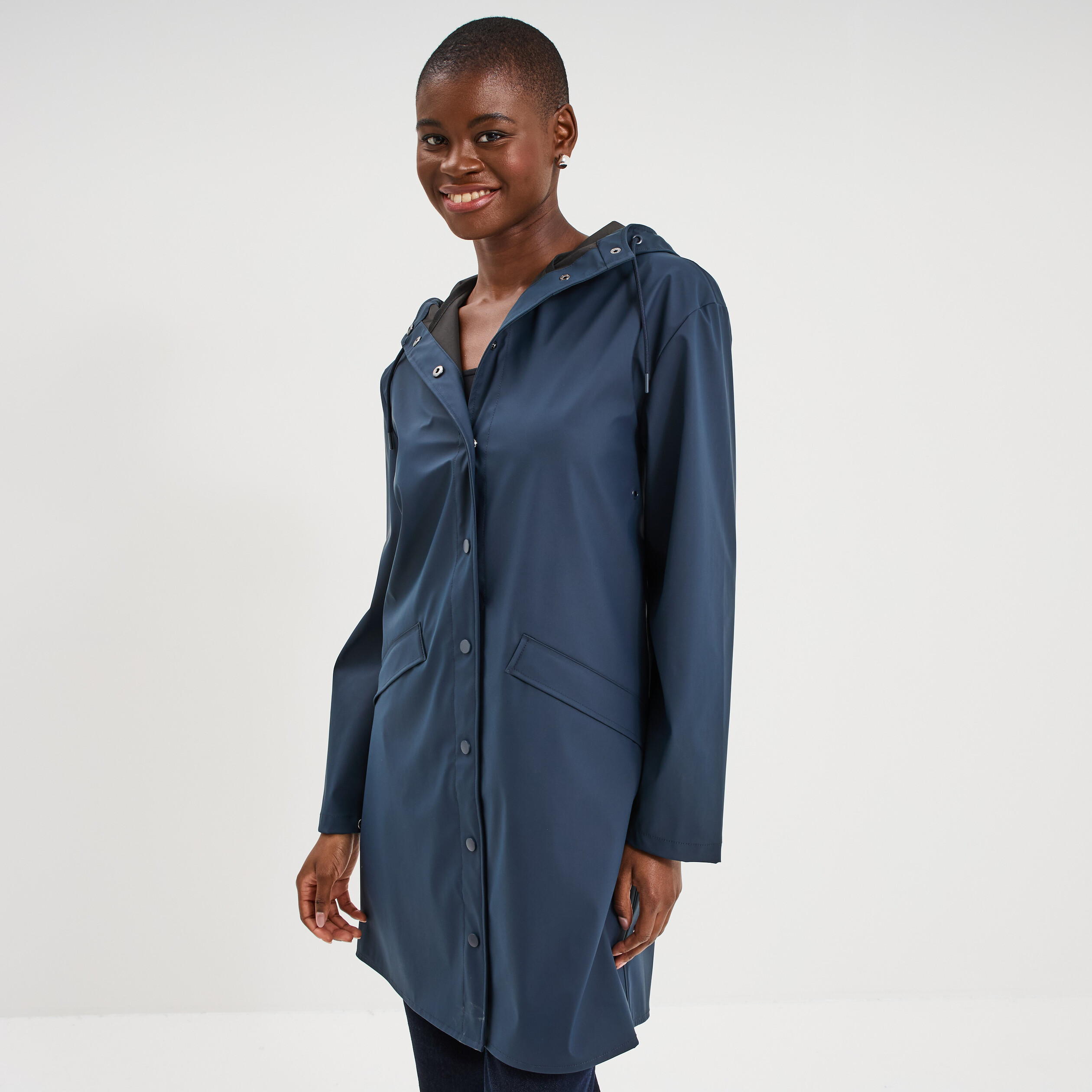 Parka imperm&eacute;able coupe-vent &agrave; capuche bleu marine femme
