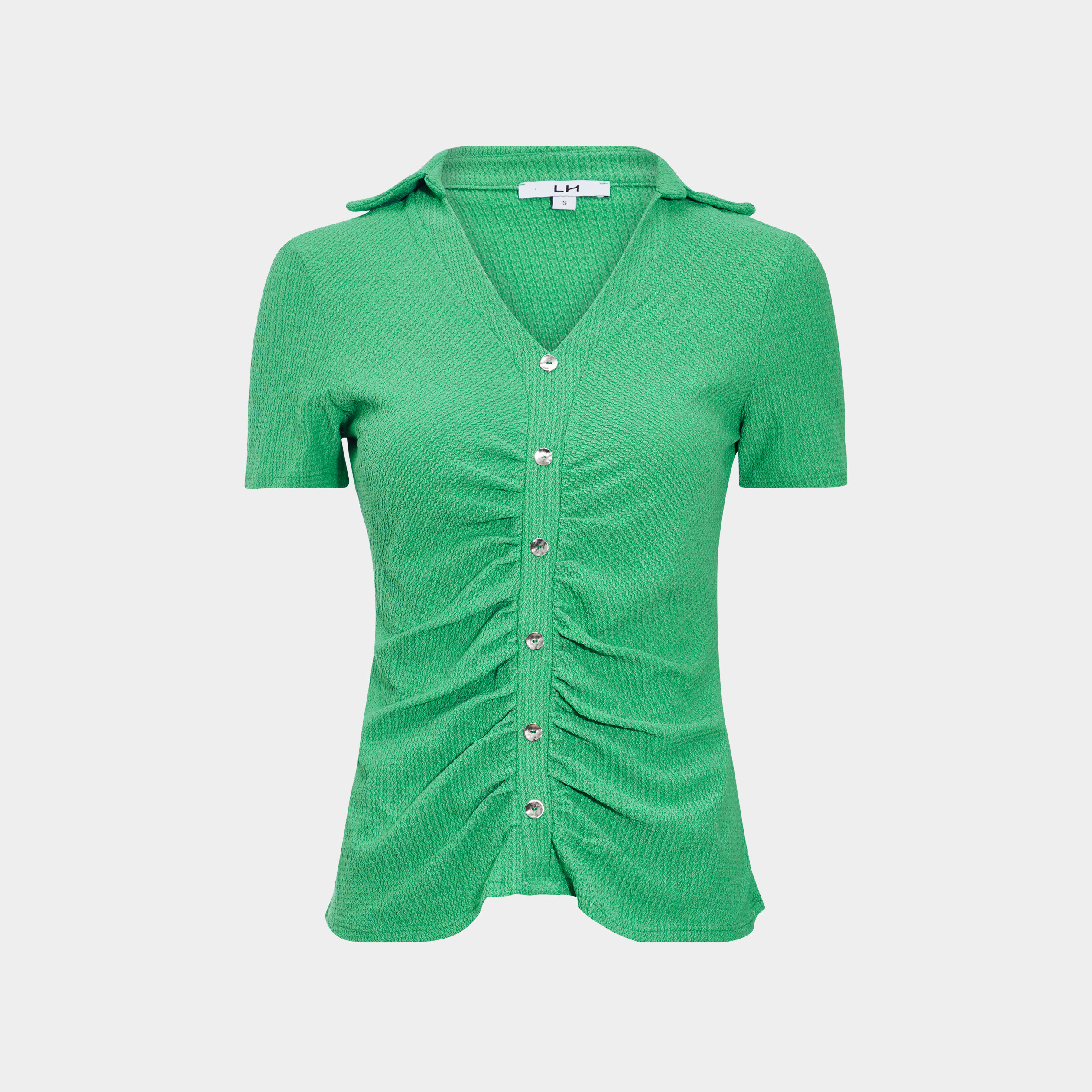 T-shirt boutonnée à manches courtes vert femme