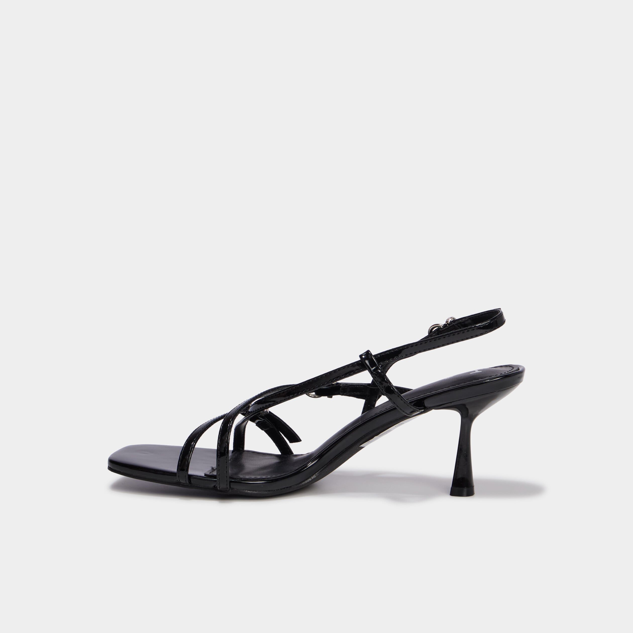 Sandales &agrave; talons kitten heels et brides noir femme