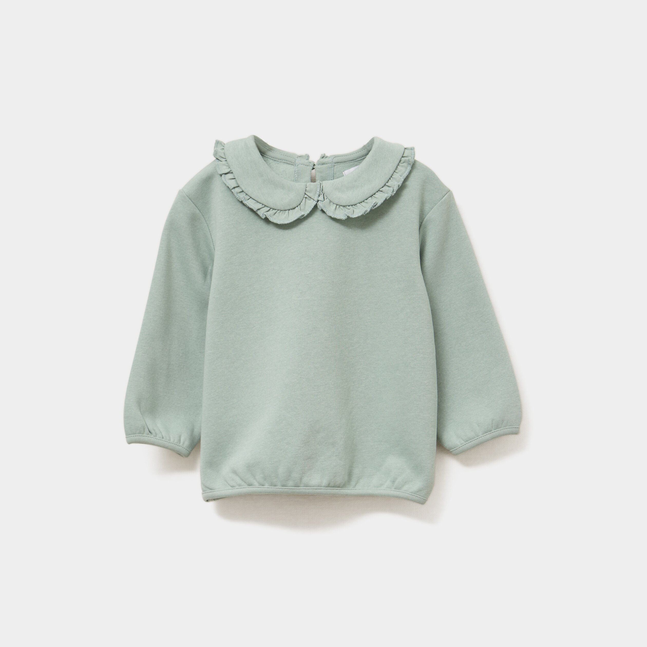 sweat col claudine a volants vert pastel bebef Sweat col claudine à volants vert pastel bébé fille