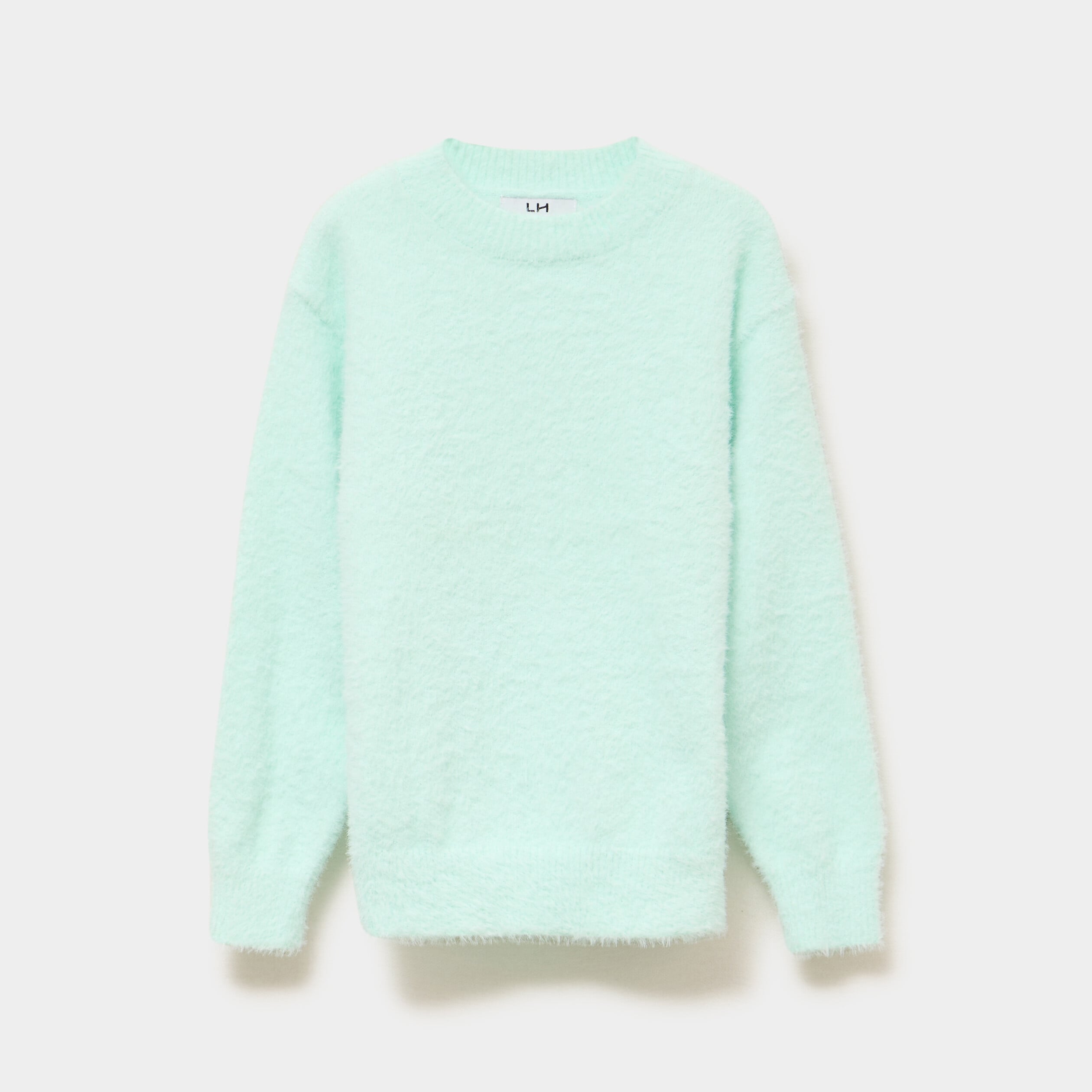 Pull mailles duveteuses manches longues vert clair fille