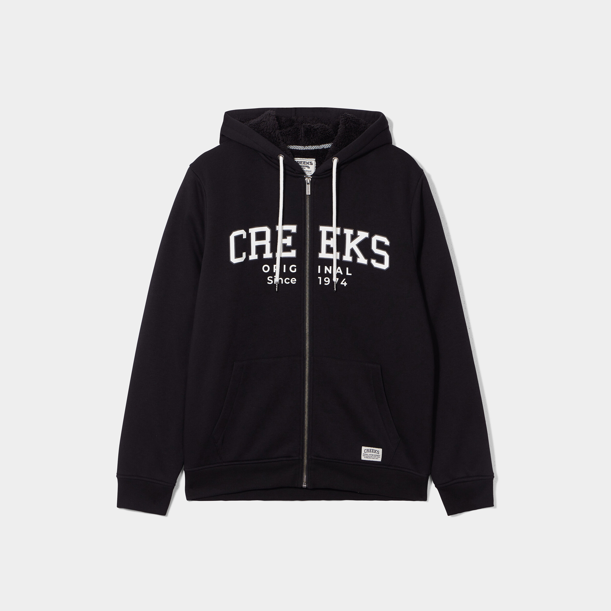 Sweat zipp&eacute; &agrave; capuche molleton doubl&eacute; noir homme