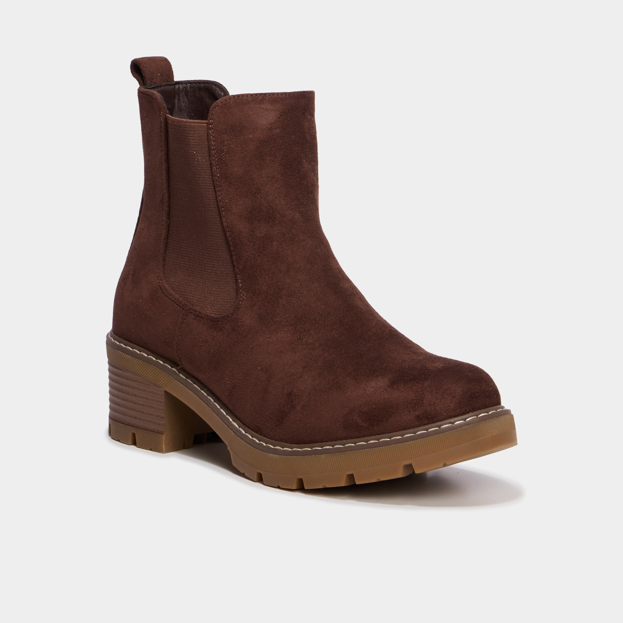 Boots chelsea &agrave; talons marron fonc&eacute; femme