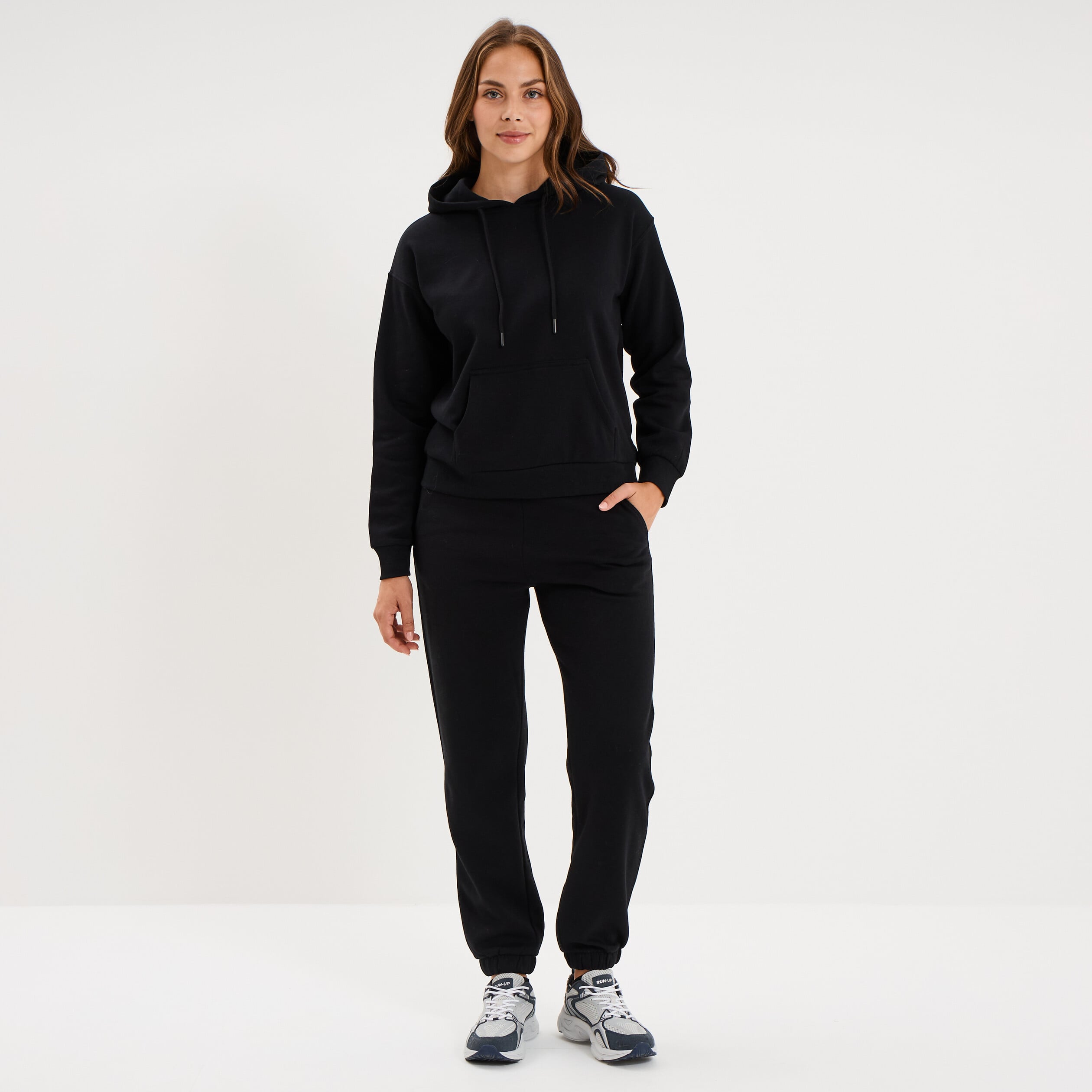 Sweat hoodie 1 poche &agrave; capuche noir femme