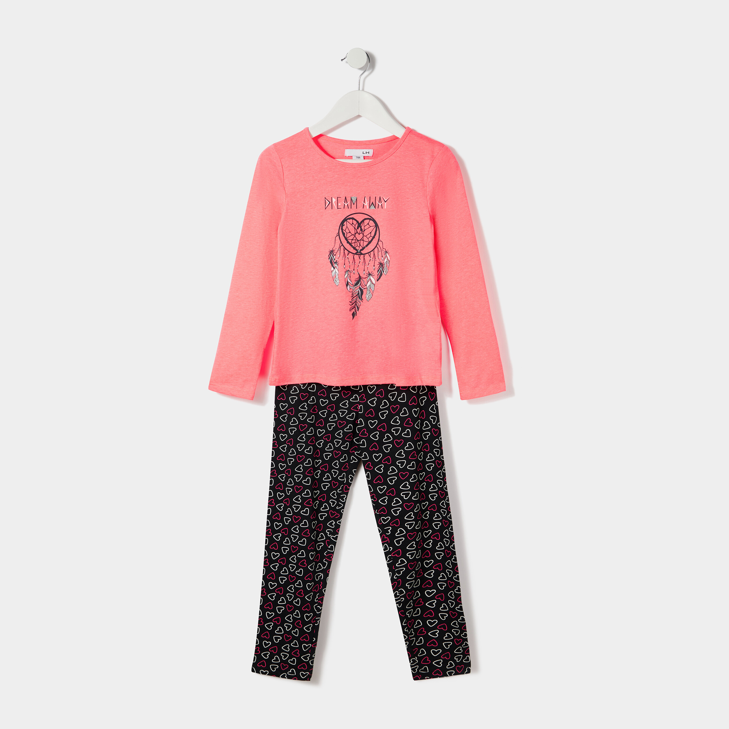 ensemble pyjama 2 pieces rose fluo fille Ensemble pyjama 2 pièces rose fluo fille