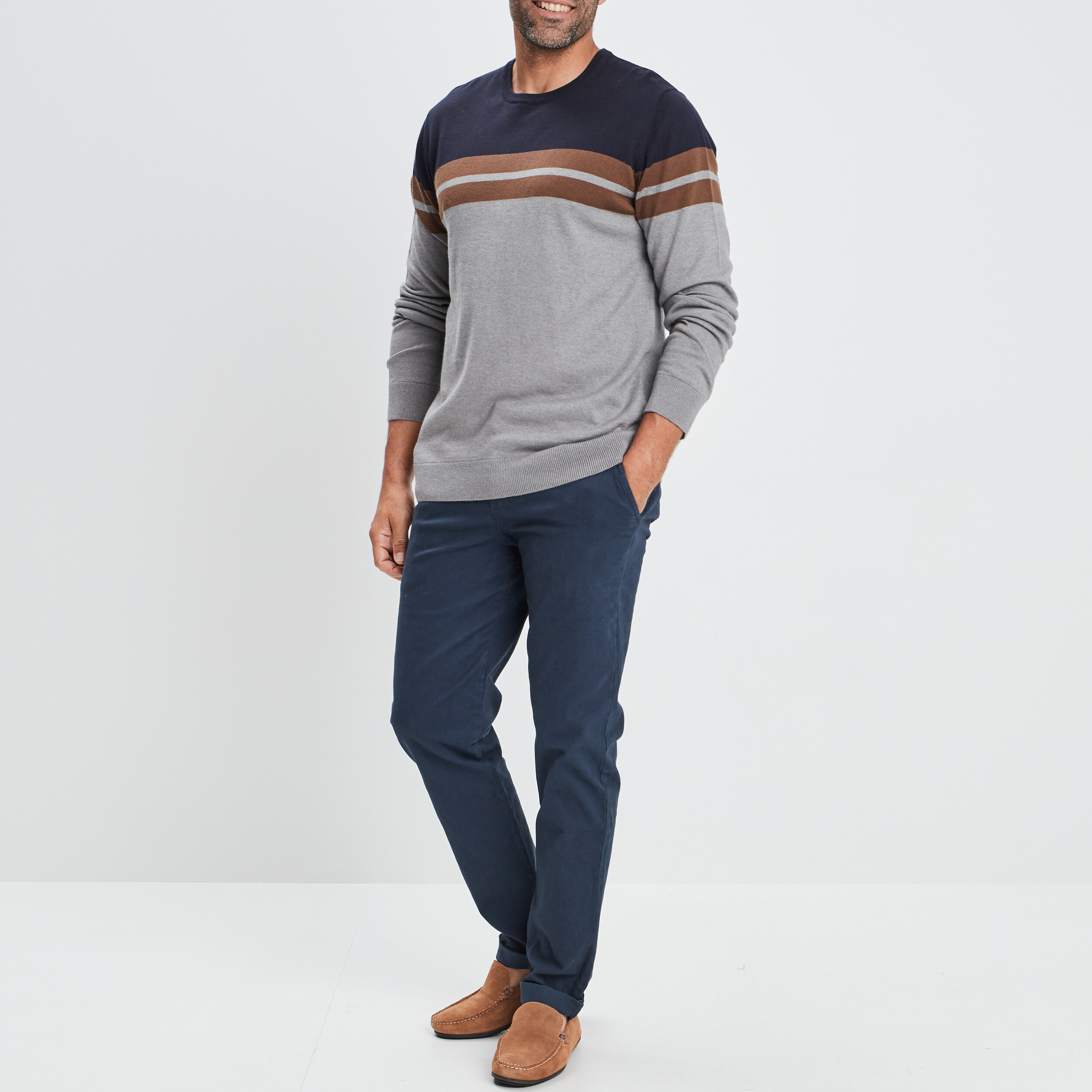 Pull manches longues gris homme