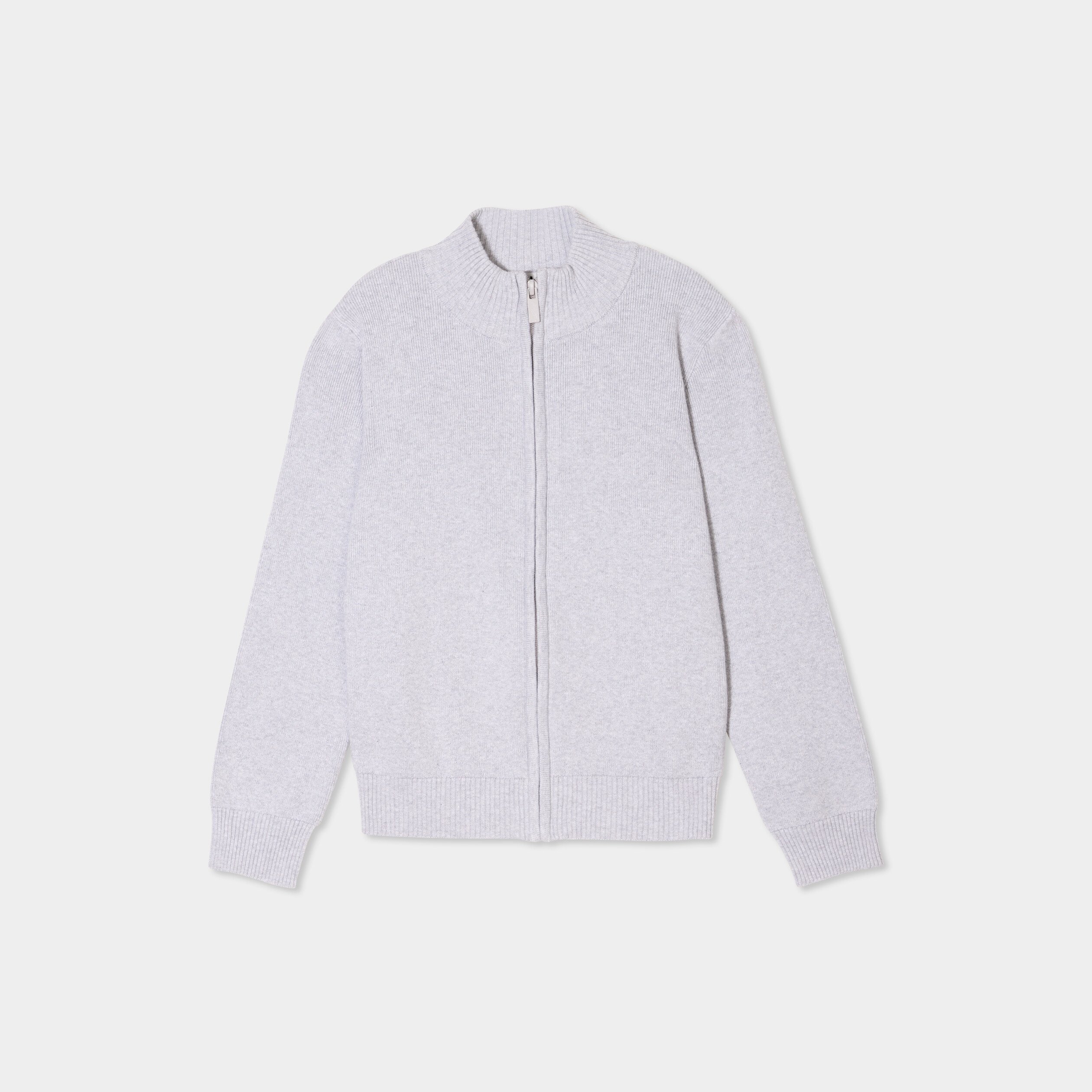 gilet zippe col montant coton gris garcon Gilet zippé col montant coton gris garçon