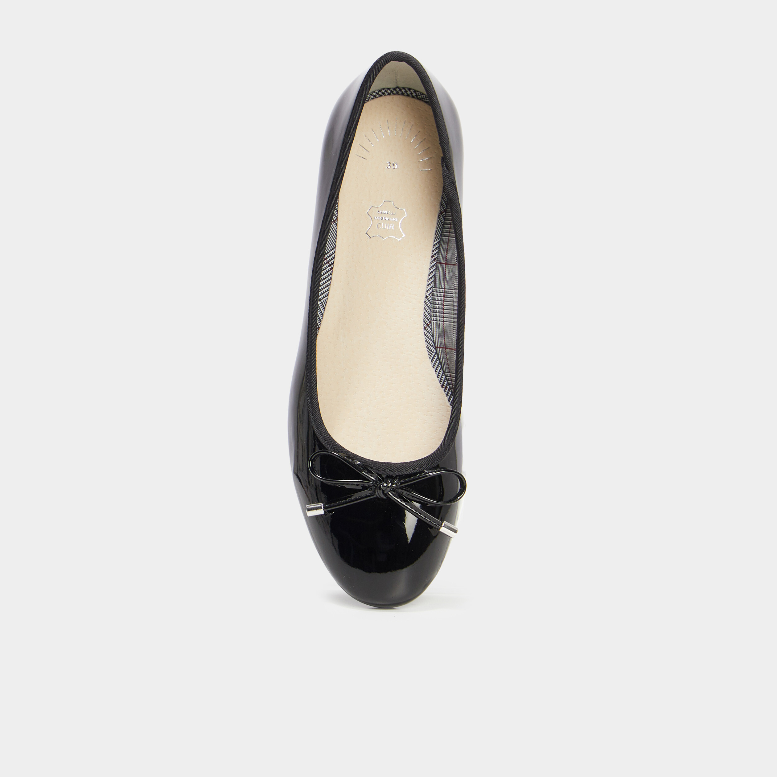 Ballerines a talons vernies noir femme