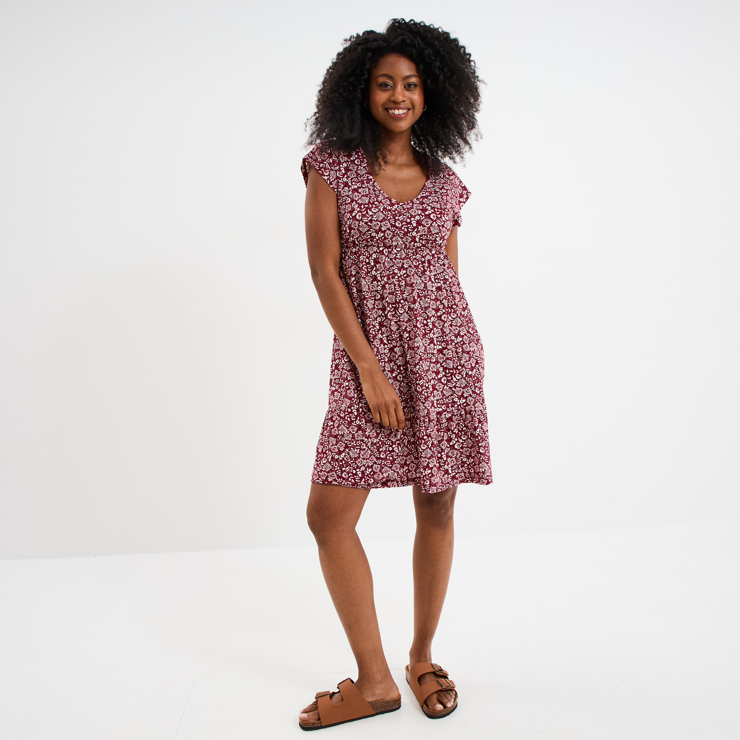 robe patineuse manches courtes marron fonce femme Robe patineuse manches courtes marron foncé femme