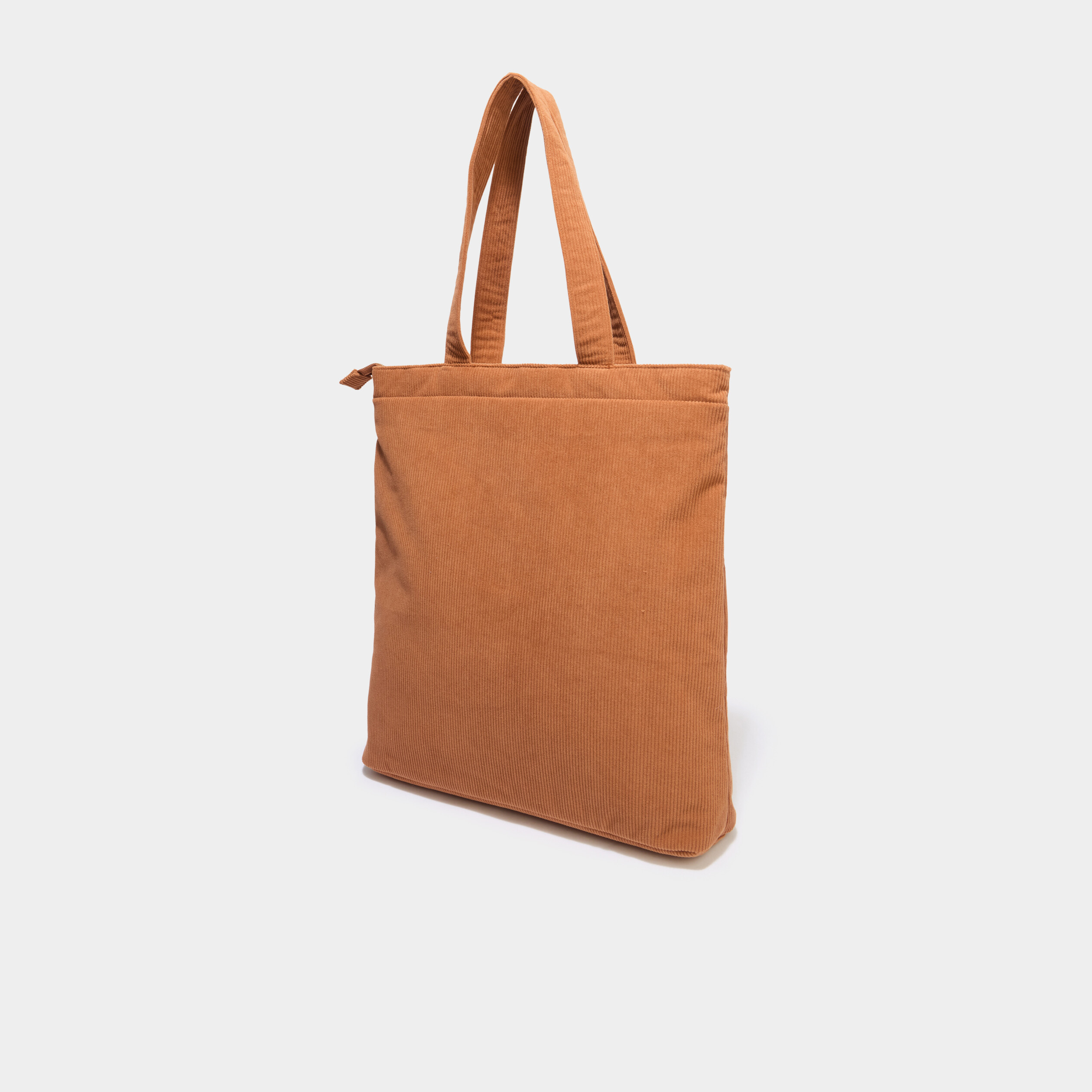 Sac tote bag zipp&eacute; effet velours camel femme