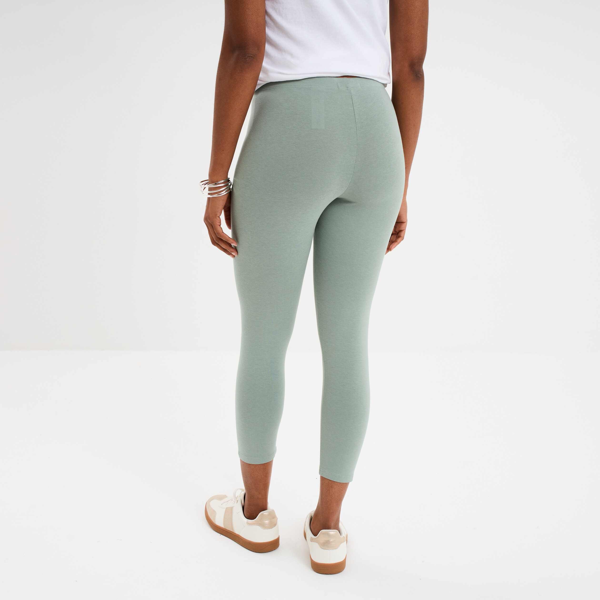 Legging 7/8 &egrave;me taille &eacute;lastiqu&eacute;e vert pastel femme