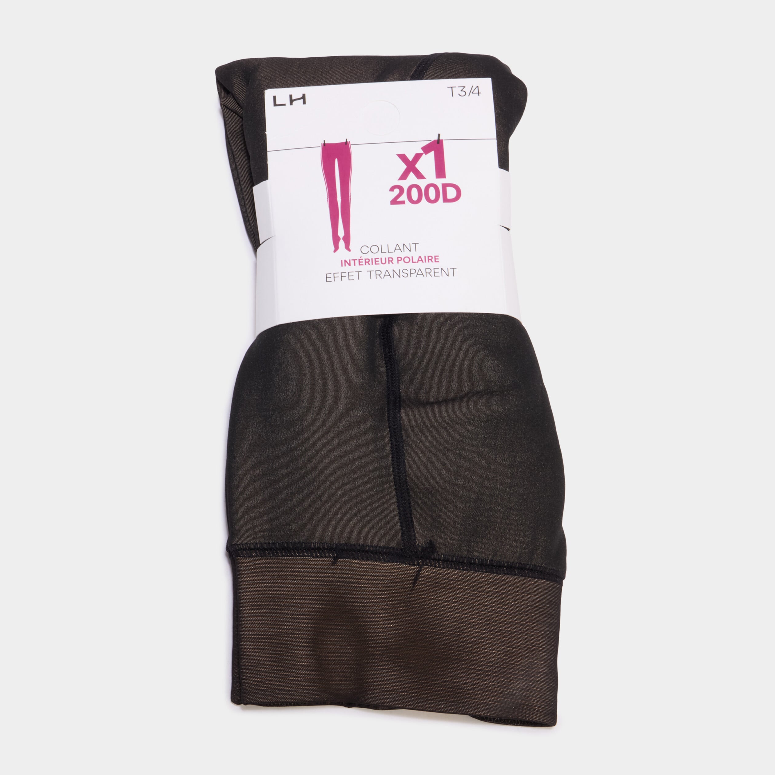 Collant polaire effet transparent 200D noir femme