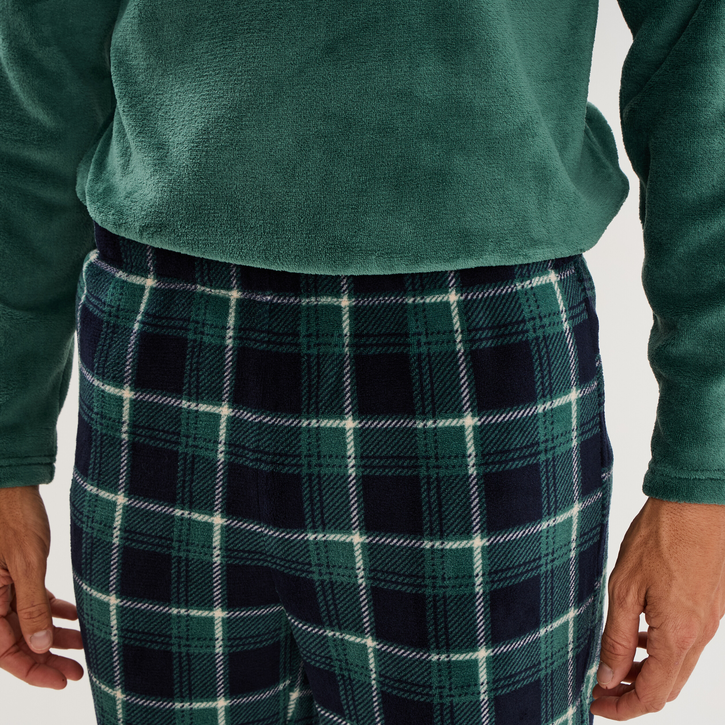 Ensemble pyjama velours avec pantalon vert homme