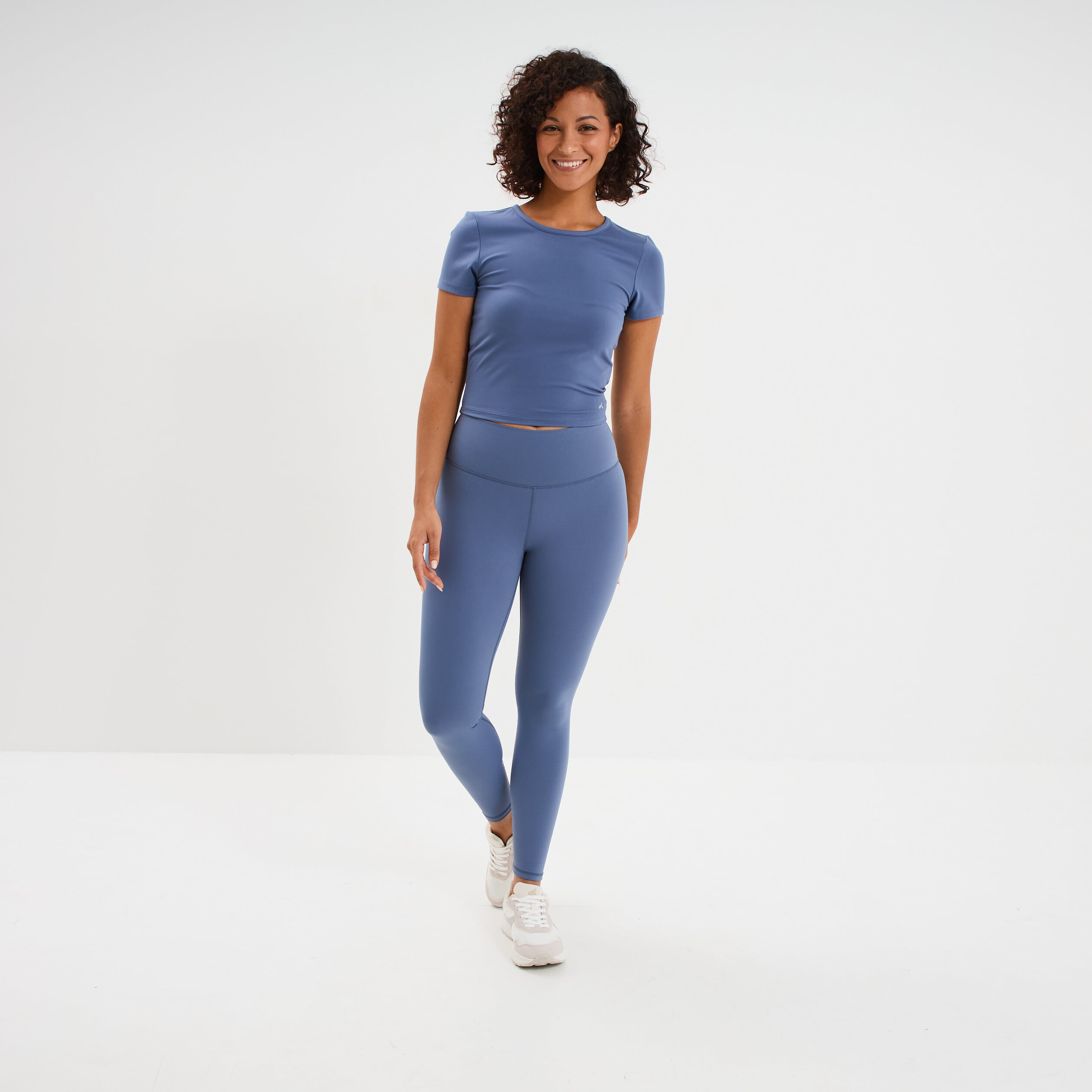 Legging de sport gainant taille haute bleu fonc&eacute; femme