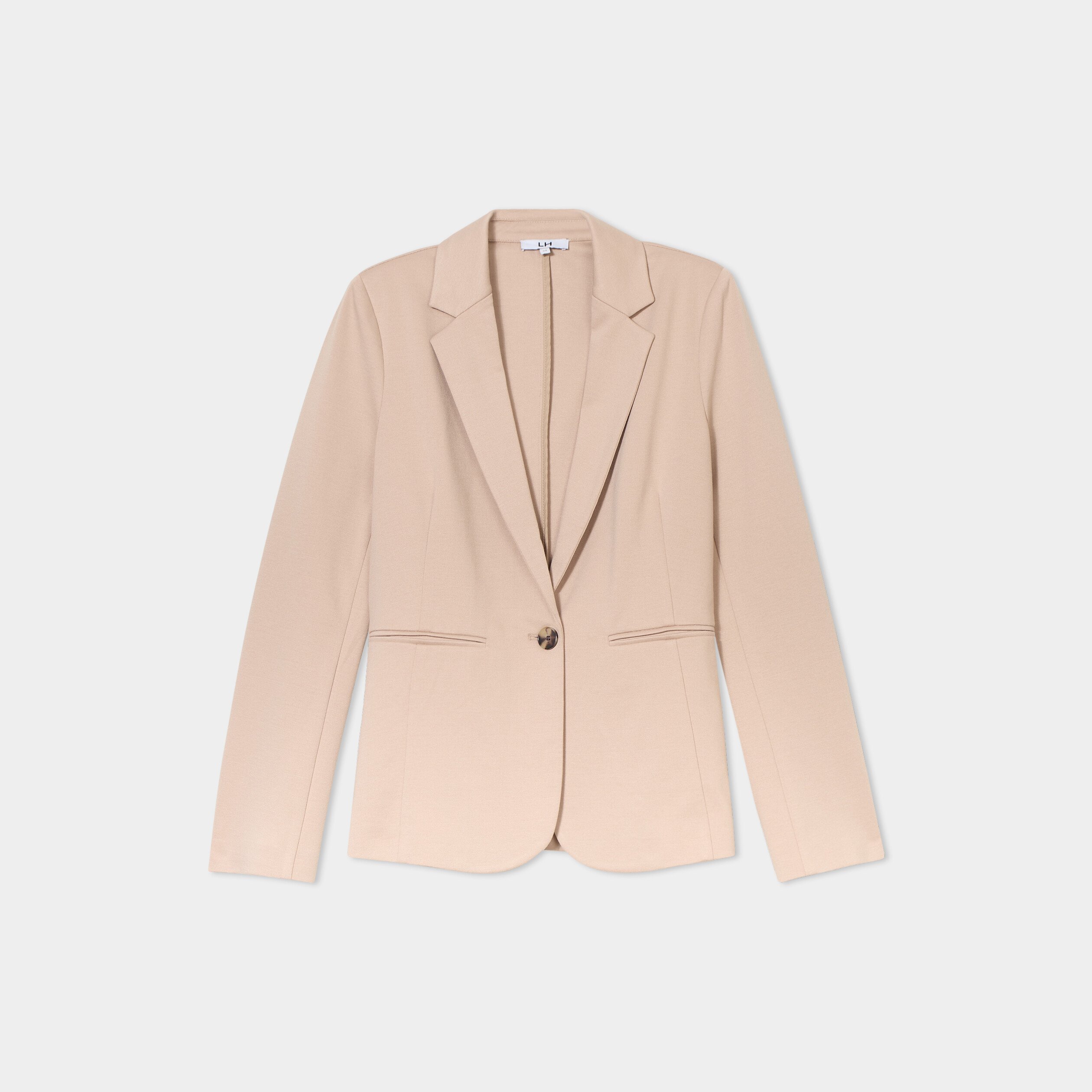 veste blazer droite boutonnee 2 poches sable femme Veste blazer droite boutonnée 2 poches sable femme
