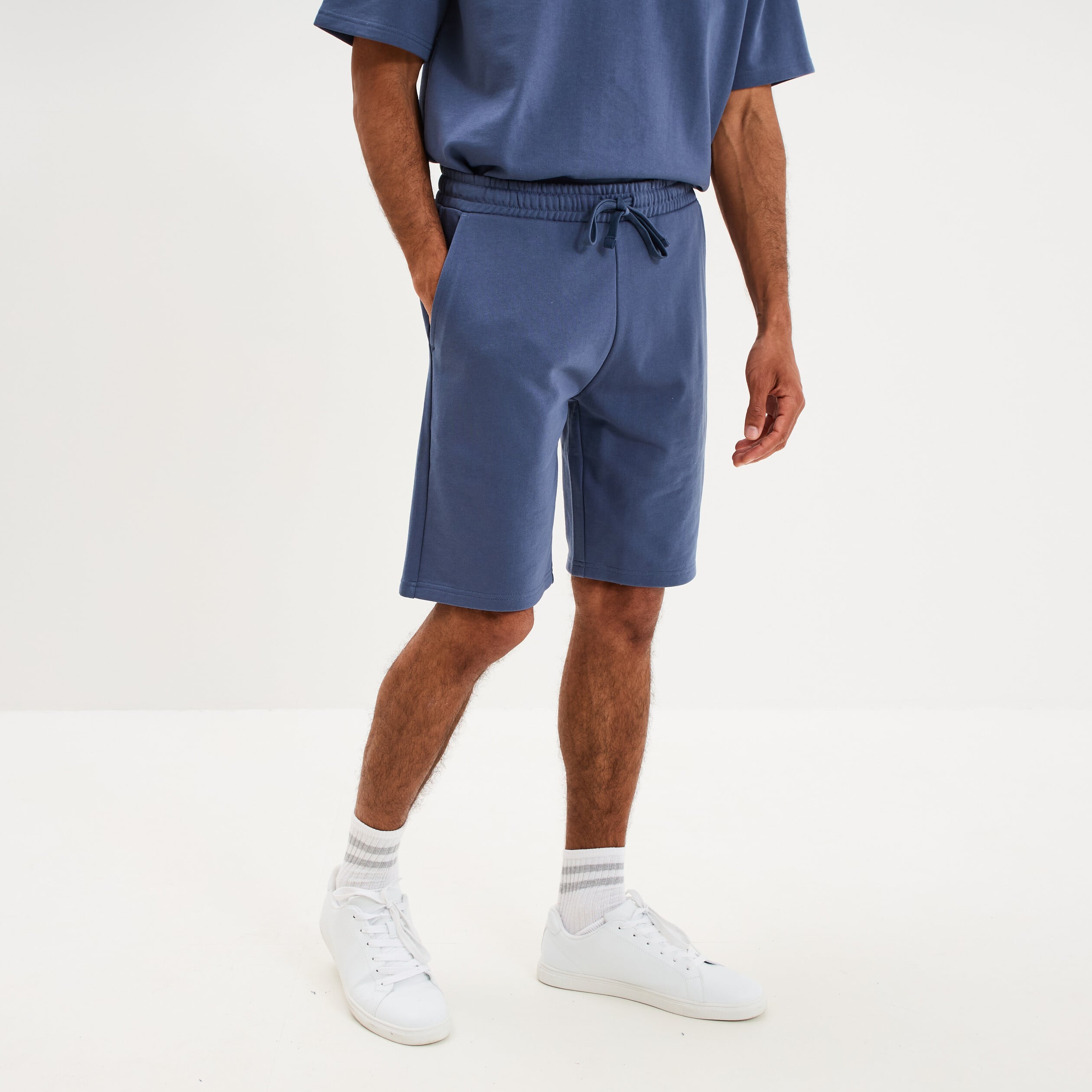 Short de jogging taille &eacute;lastiqu&eacute;e l&eacute;ger bleu homme