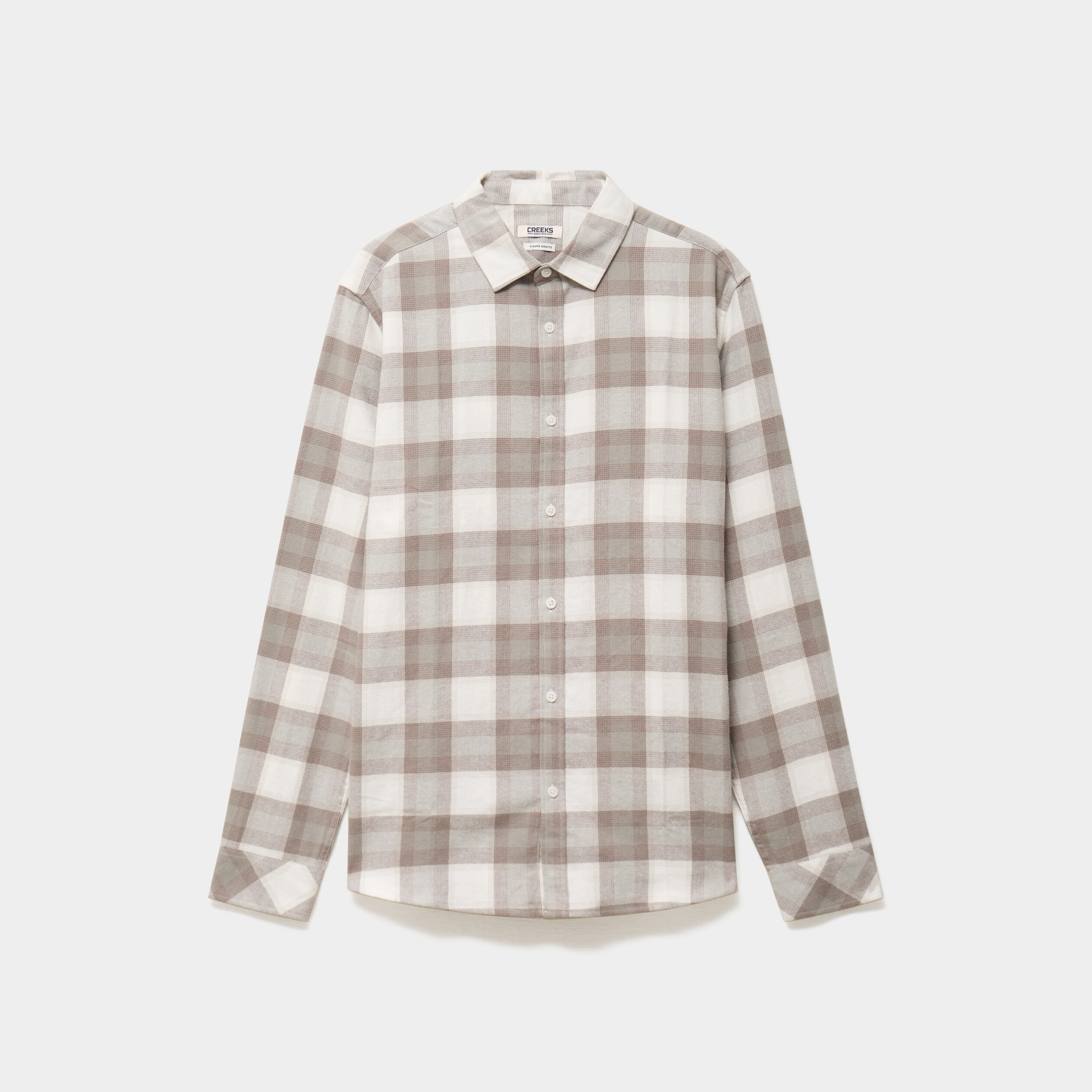Chemise manches longues coton beige homme
